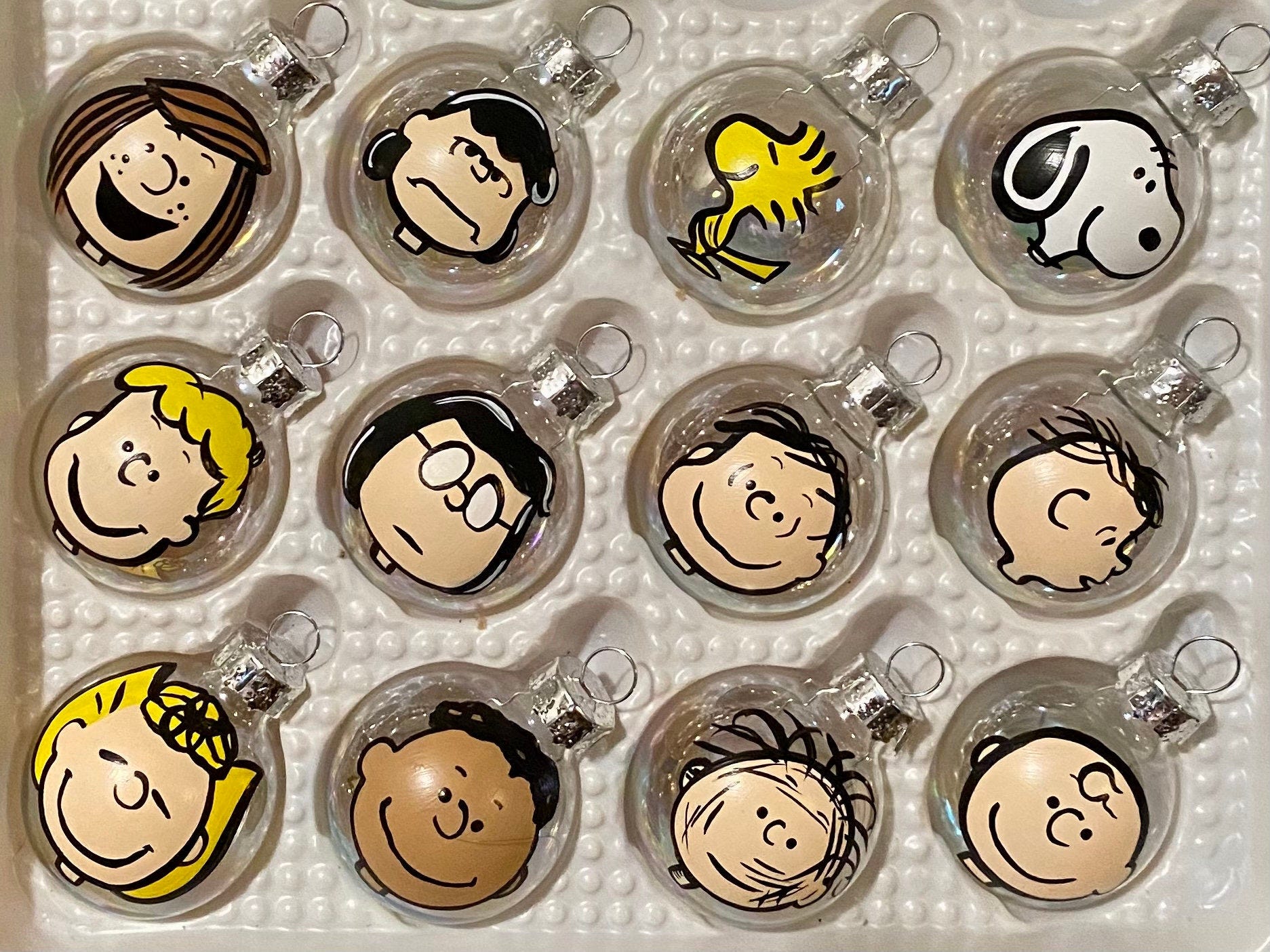 Charlie Brown inspired 12 piece MINI glass ornament set