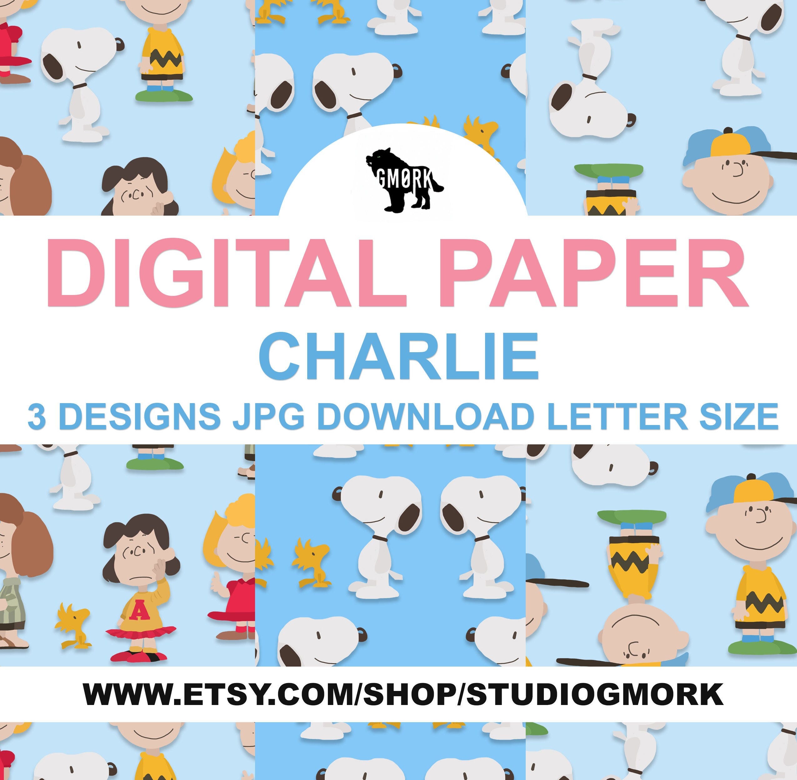 Charlie Printable Papers for planners, crafts, journaling, stationery, or scrapbooking, jpg file