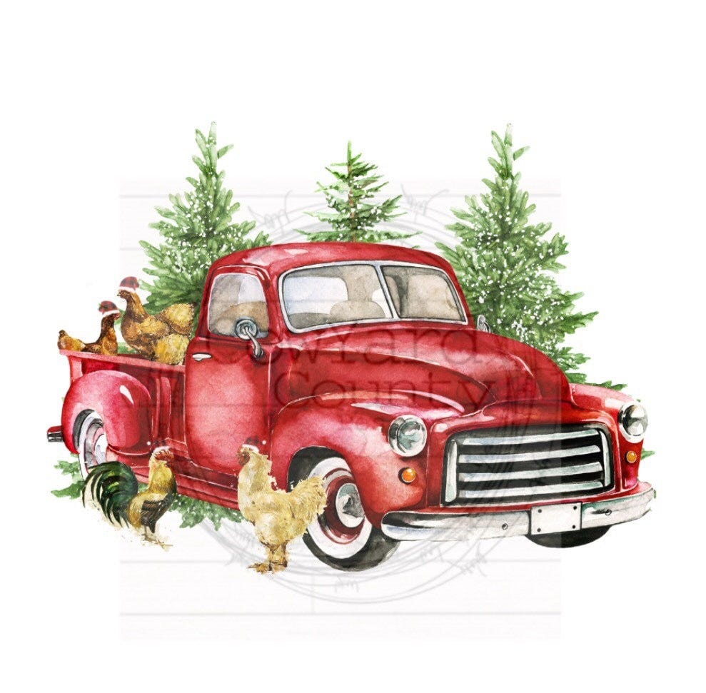 Christmas Truck Truck Image, Chicken Truck, Christmas Images, Christmas Sublimation Designs, Old Truck PNG, Christmas Sublimation, Farm PNG