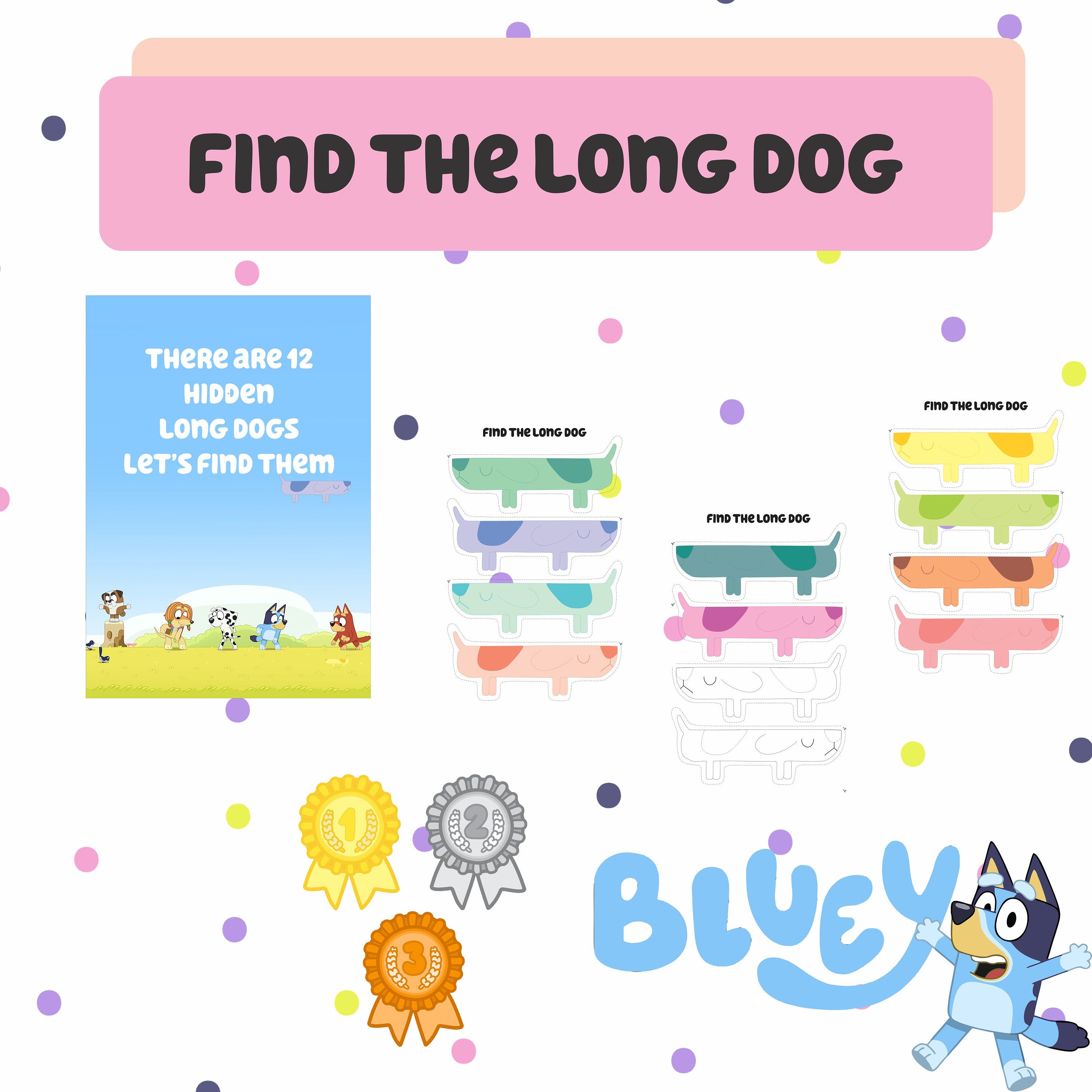 Find the long dog - Hide and seek activity - Bluey busy time - Bluey themed party