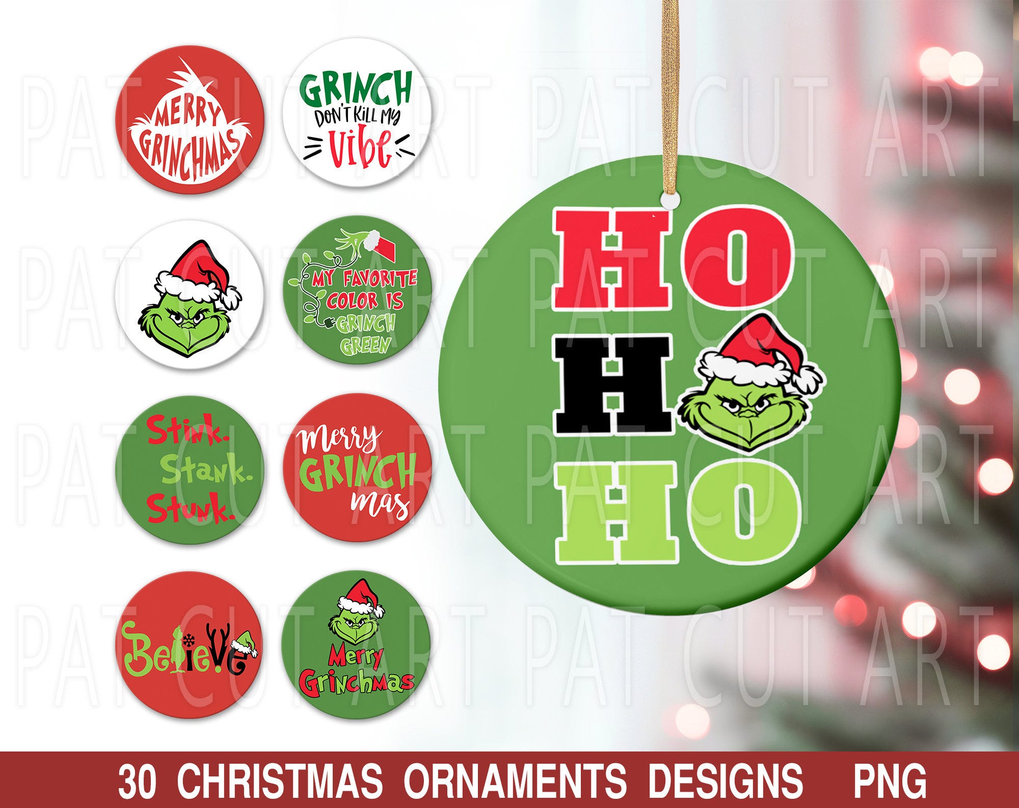 Christmas Round Ornament Png, Christmas Png, Green face Png, Christmas Ornament Sublimation, Green Face Ornament Png, Christmas Movie Png