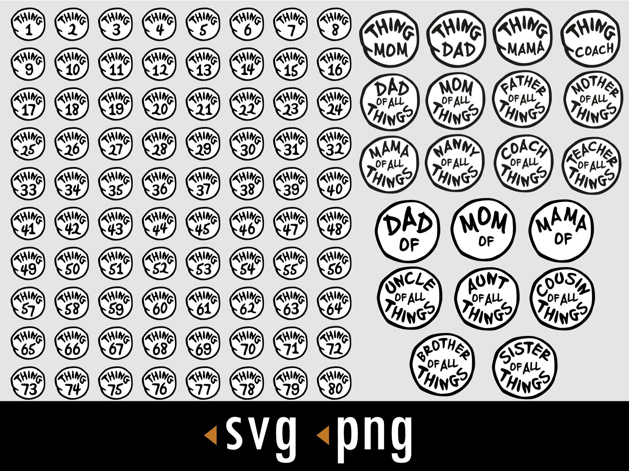 Thing 1 Svg, Thing 2 Svg, Thing Layered, Mother of all things Svg, Cut files for Cricut, instant download, COD062