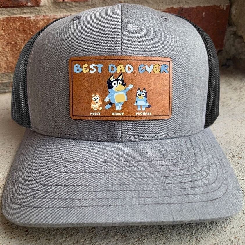 Bluey Dad Cap, Custom Best Dad Ever Hats, Bluey Family Hats, Father Day Cap, Gift For Dad, Cartoon Cap, Personalized cap