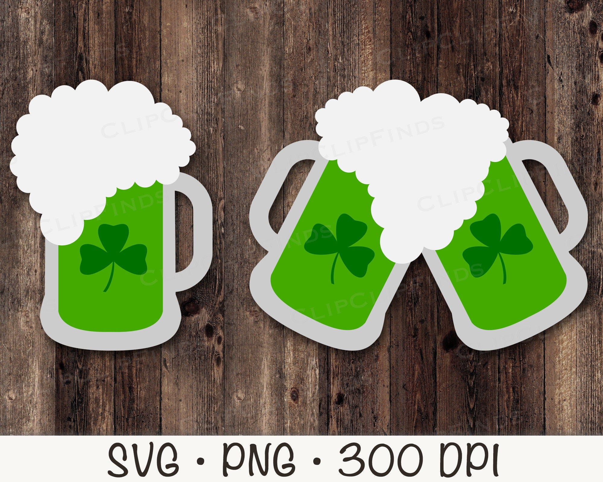 Green Saint Patrick’s Beer Cheers SVG PNG Instant Digital Download