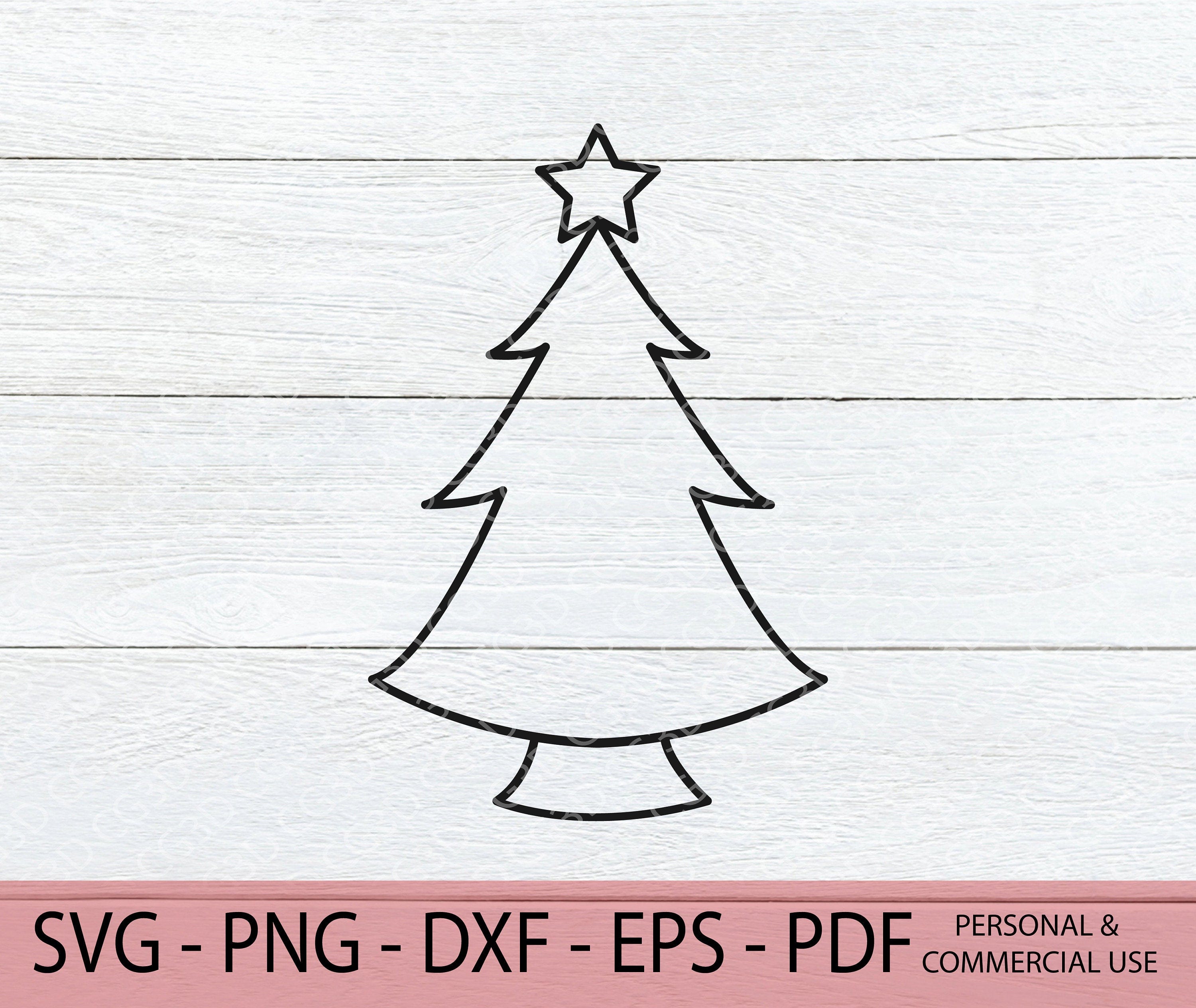 Christmas Tree Outline SVG - Christmas Tree svg - Hand drawn Tree SVG - Christmas Tree Printable - Tree Coloring Page PDF - Holiday Coloring
