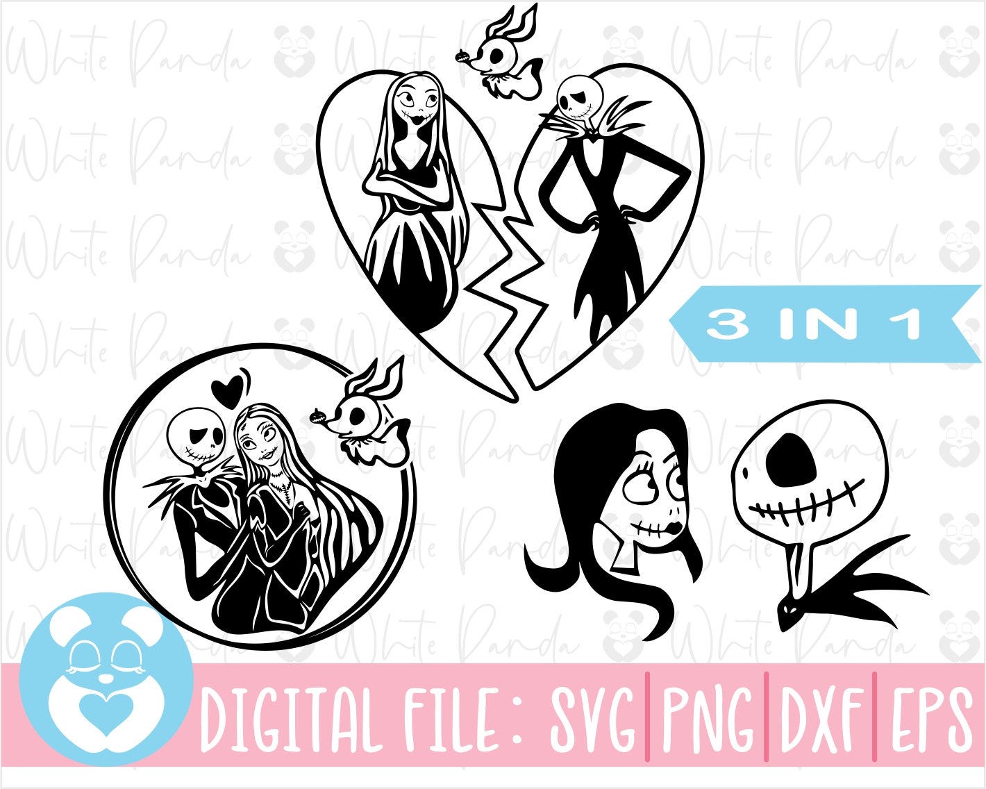 Jack and Sally Heart Svg,Jack Skellington Svg,The Nightmare Before Christmas Svg,Files for Cricut,Silhouette,Instant Download,Dxf ,Png,Svg