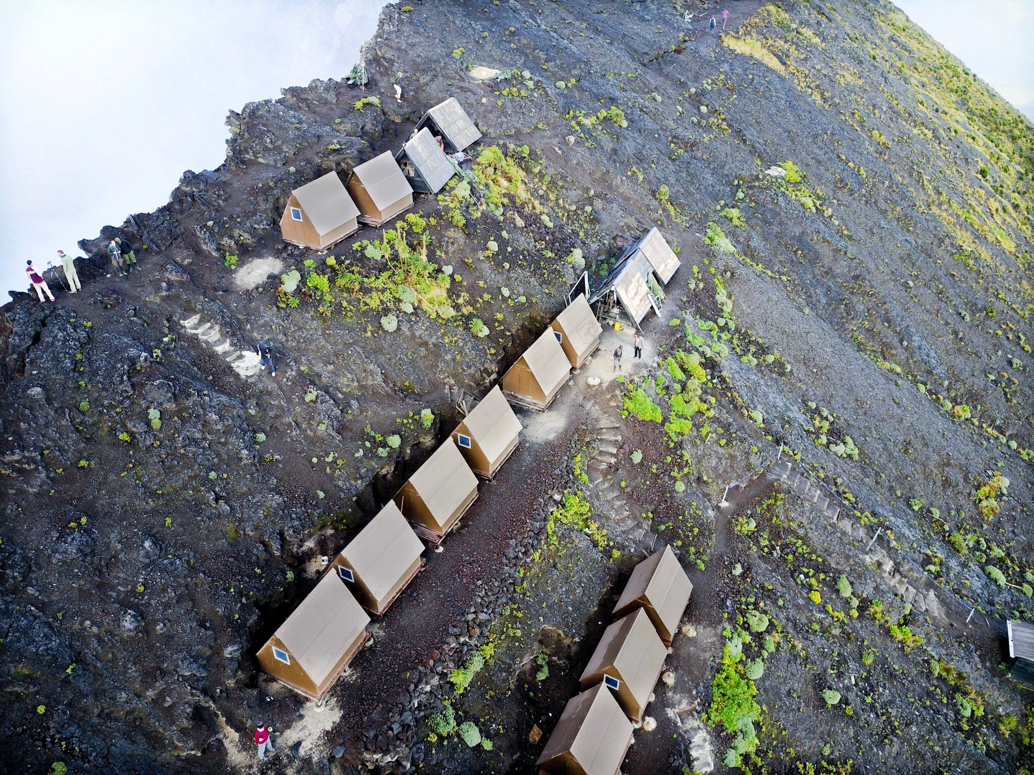 Huts on the summit ridge of Nyiragongo