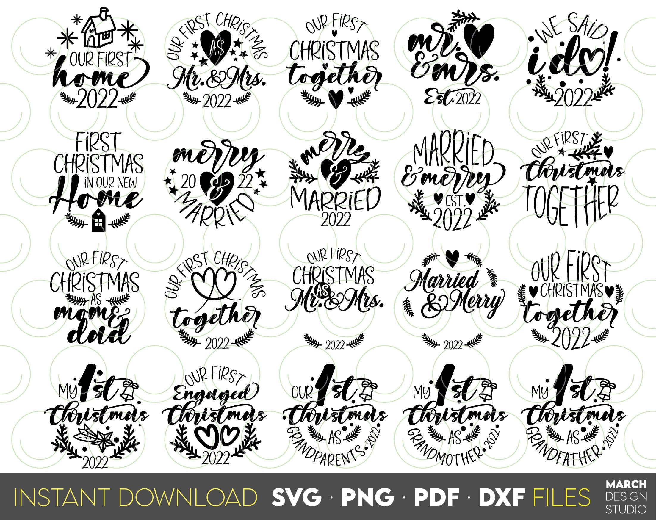 Our First Christmas svg Bundle | first Christmas as mr and mrs svg| Christmas Svg Shirts | Married and Merry | First Christmas svg png