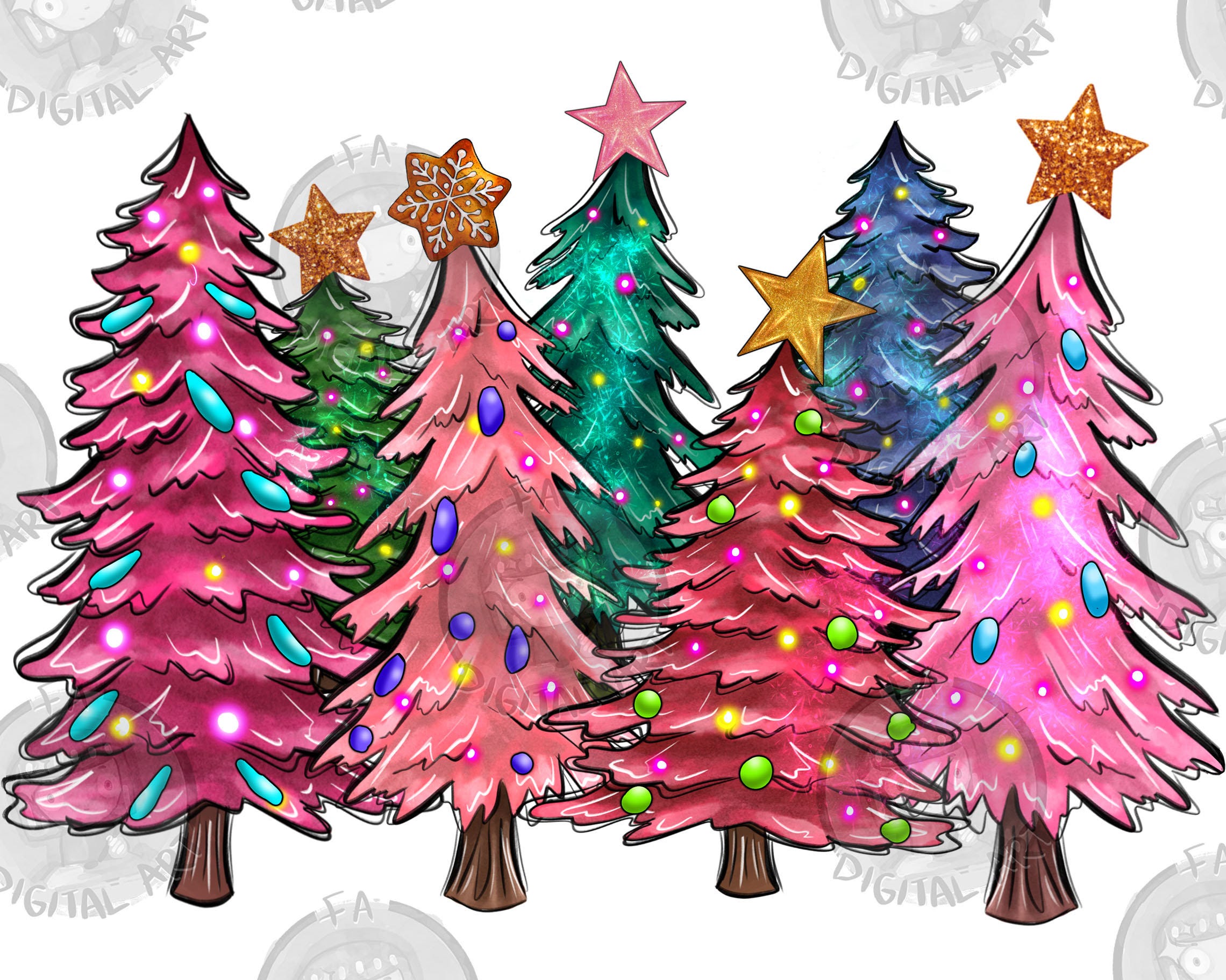 Christmas Trees With Lights Png Sublimation Design, Merry Christmas Png,Happy Holiday Png,Christmas Trees Png,Christmas Png,Digital Download