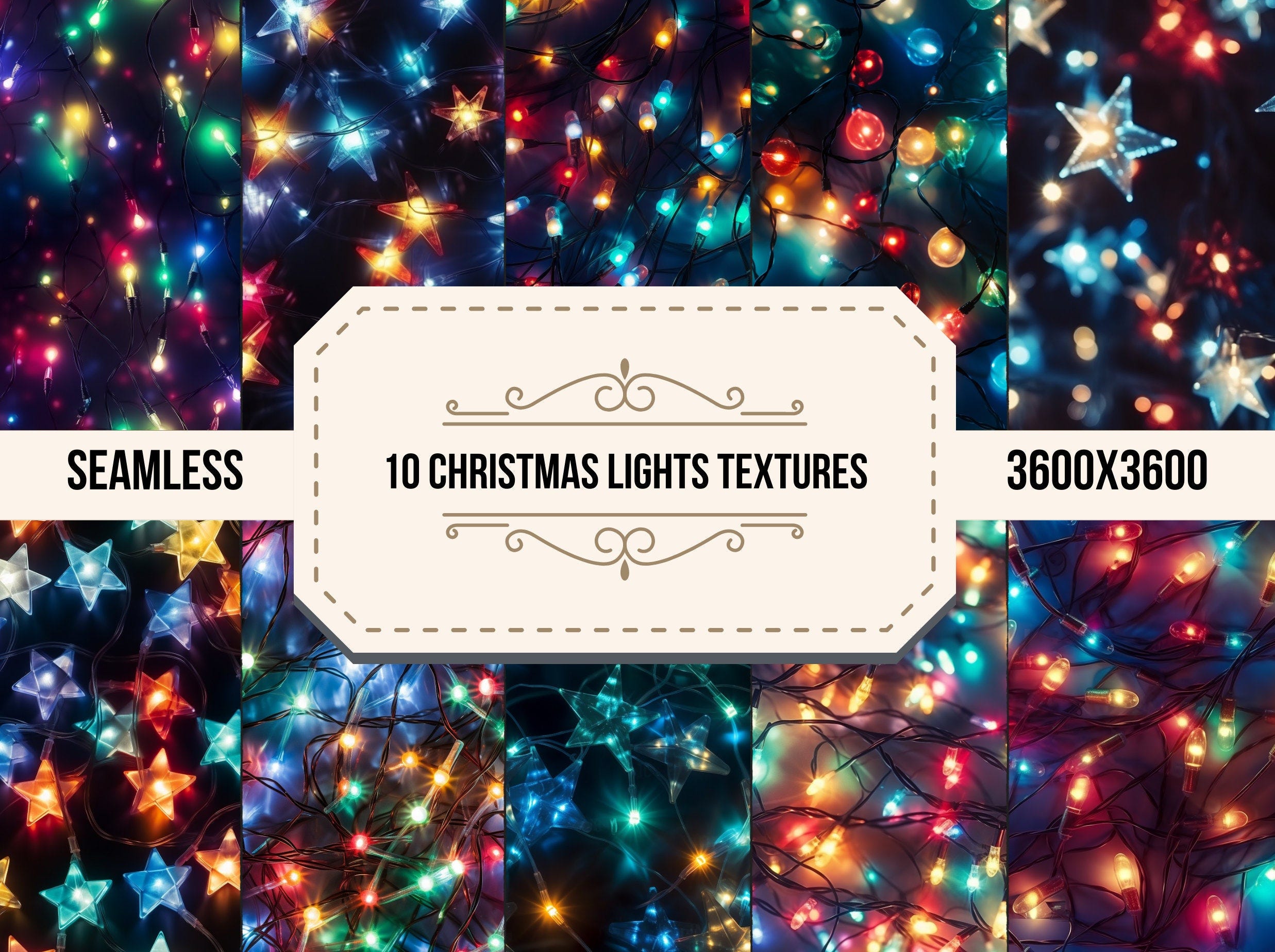 Colorful Christmas lights textures pack, Christmas digital texture, Christmas lights seamless pattern, xmas lights photo, digital download