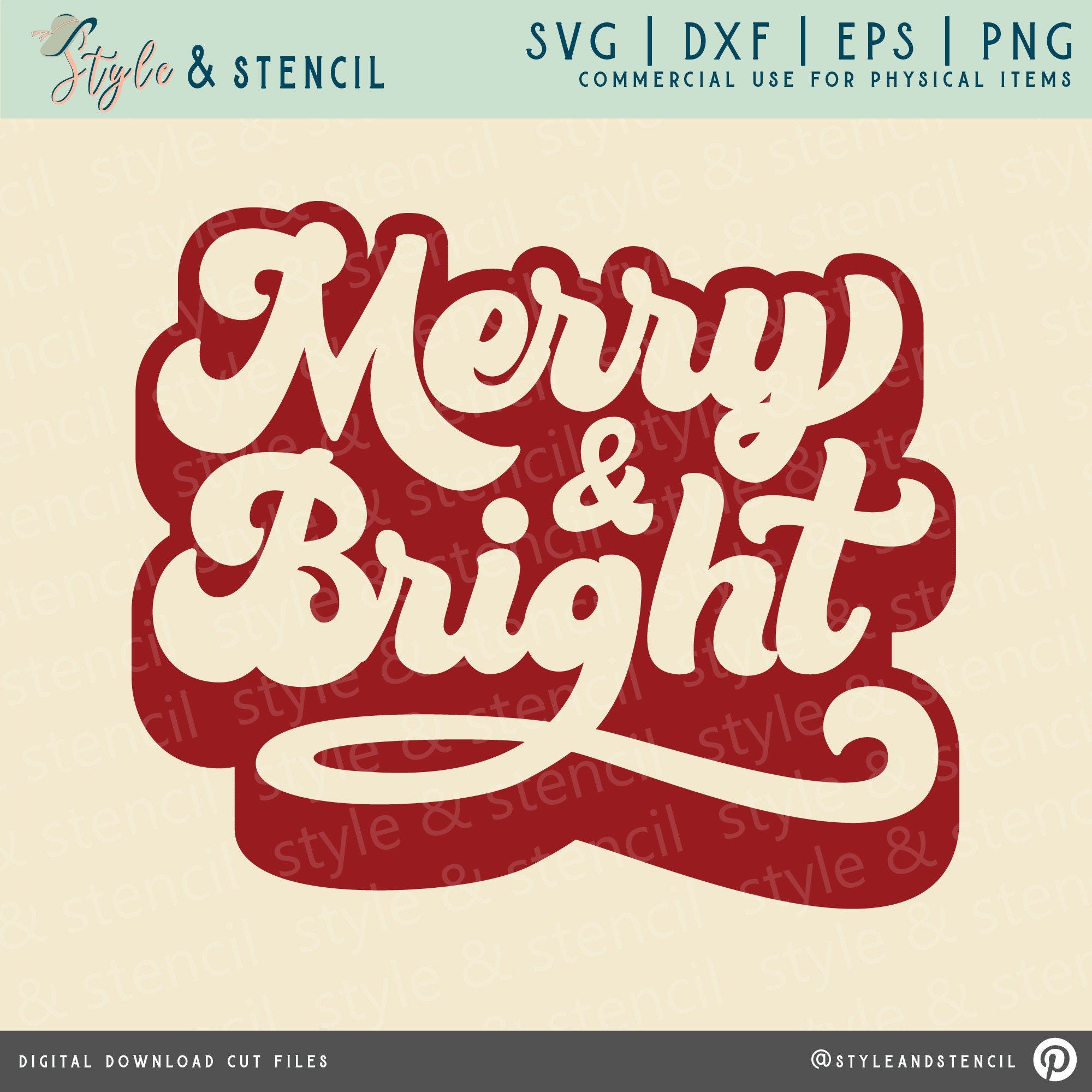 Merry and Bright SVG - Christmas SVG - Retro Font - Merry and Bright - Retro Christmas Decor - Christmas Shirt - Christmas Decor - Retro