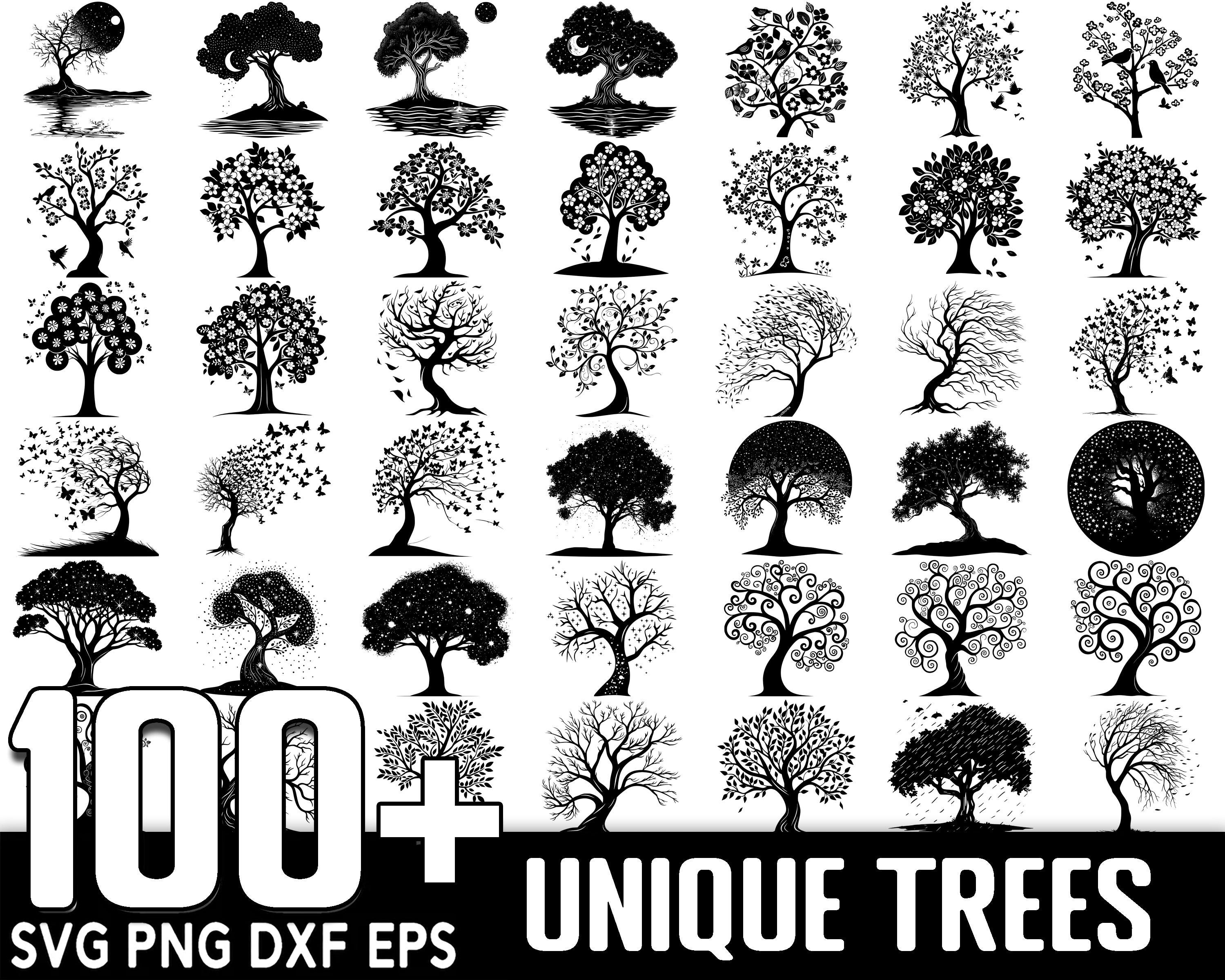 100+ Unique Trees SVG Bundle, Instant Digital Download, PNG, SVG Cut Files