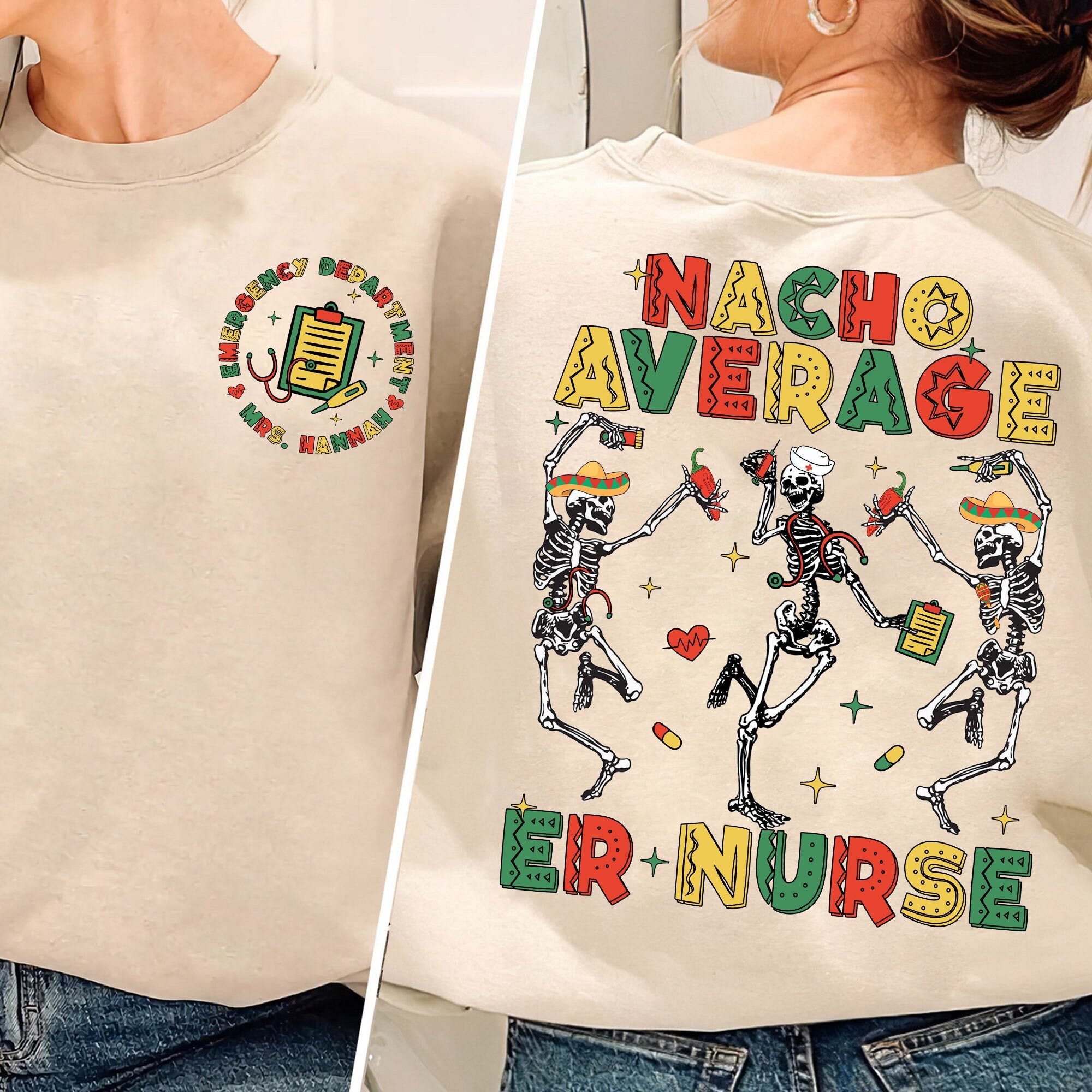 Funny Skeleton Nacho Average Er Nurse Shirt, Cinco De Mayo Nurse Shirt, Mexican Nurse Shirt, Nursing Shirt, Emergency Department Shirt