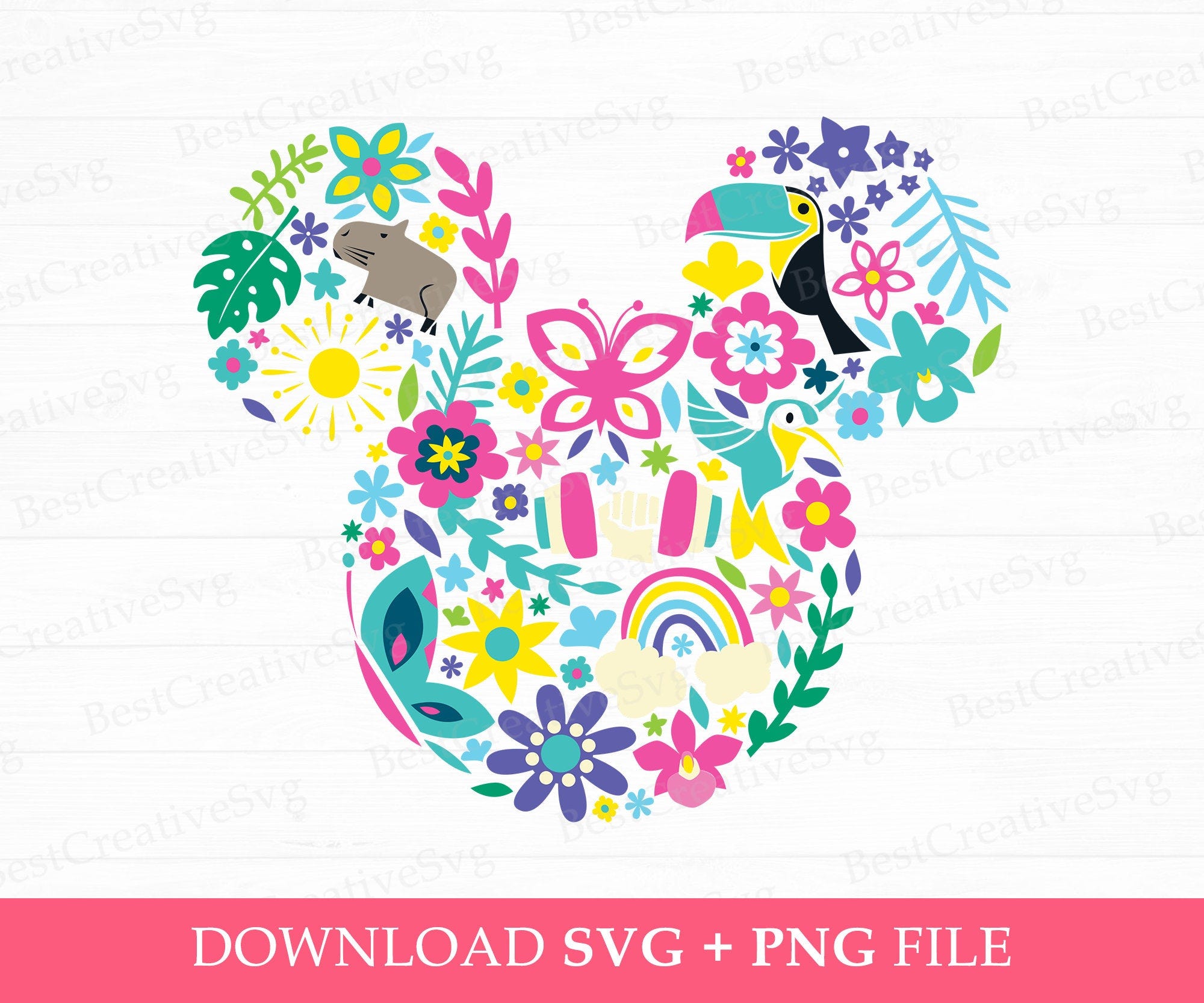 Colorful Mouse Ear Svg, Family Vacation Svg, Magical Kingdom, Animal Kingdom Svg, Family Trip Svg, Mouse Ear Frame, Png Svg Files For Print