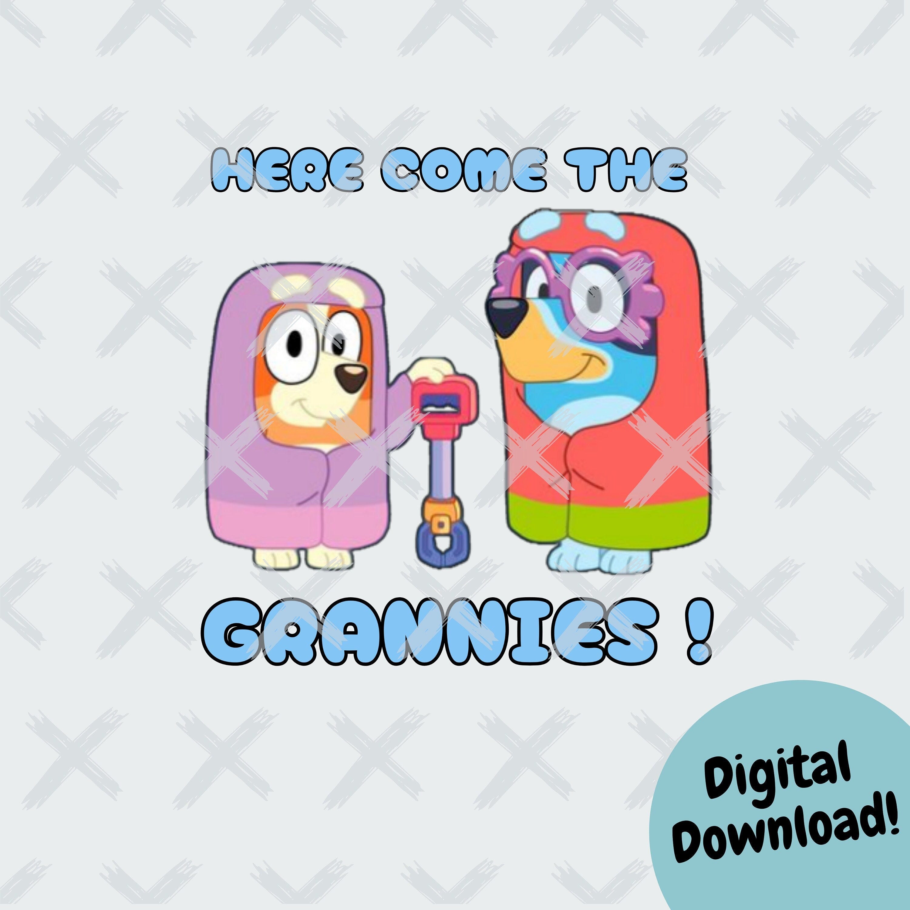Here Come The Grannies Bluey Clipart | JPG, SVG, PNG Files Included | Bluey and Bingo Art | I Slipped On My Beans | Janet and Rita
