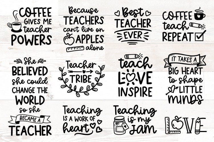 Teacher Bundle, Teacher SVG Bundle, Teacher SVG, Teacher life svg, dxf, png, Teacher Quotes SVG, Teach Love Inspire svg