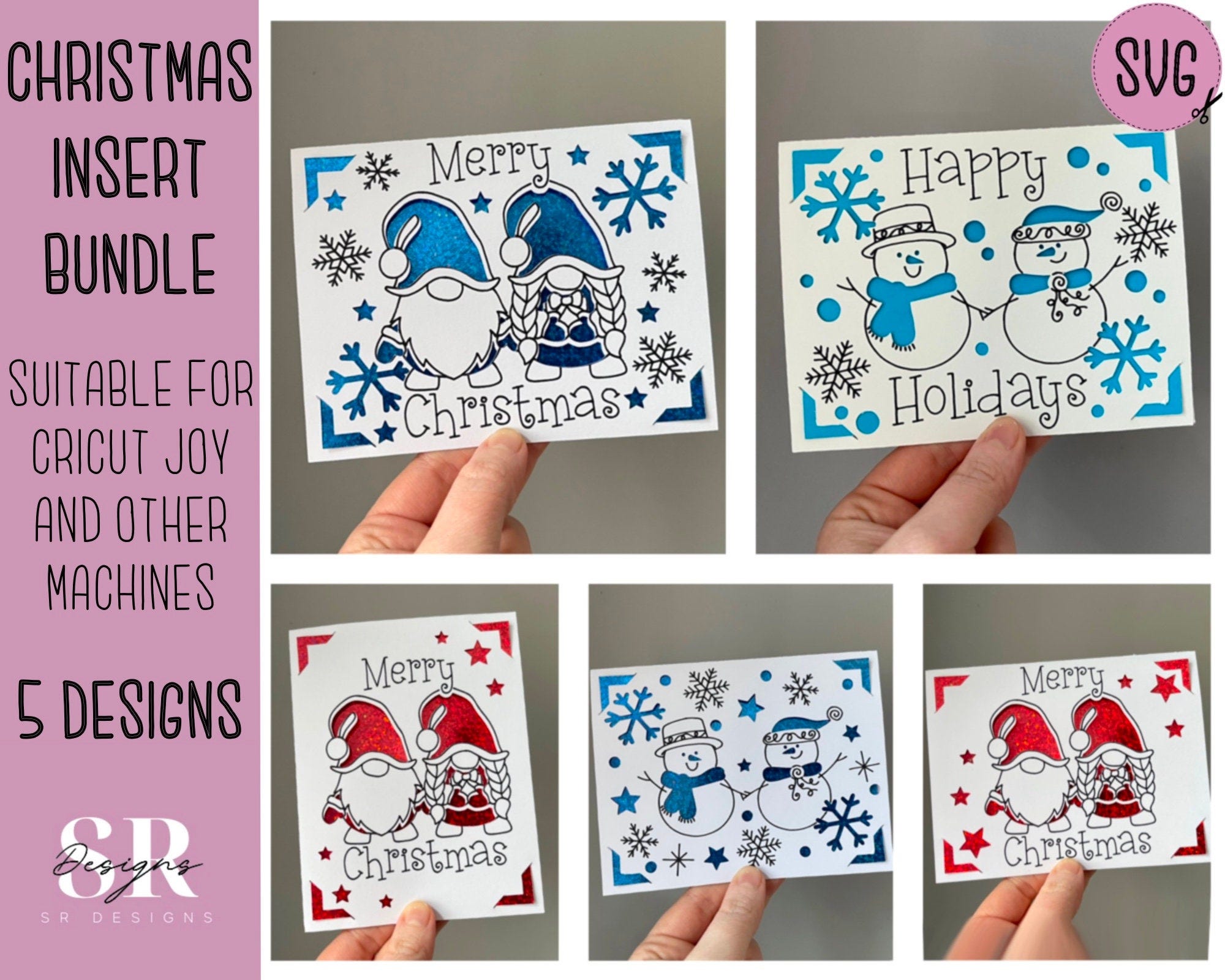 SVG: Christmas insert Card Bundle. Christmas svg. Christmas card svg. Paper cutting. Christmas card svg bundle. 3D SVG.