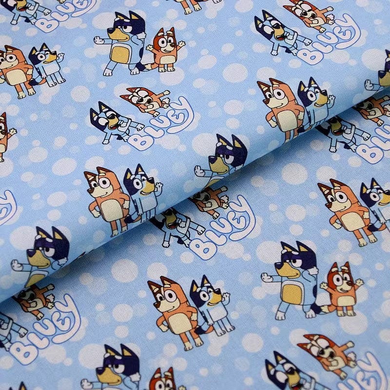 Bluey Fabric Dog Fabric Anime Fabric 100% Cotton Fabric Cartoon Cotton Fabric By The Half Yard