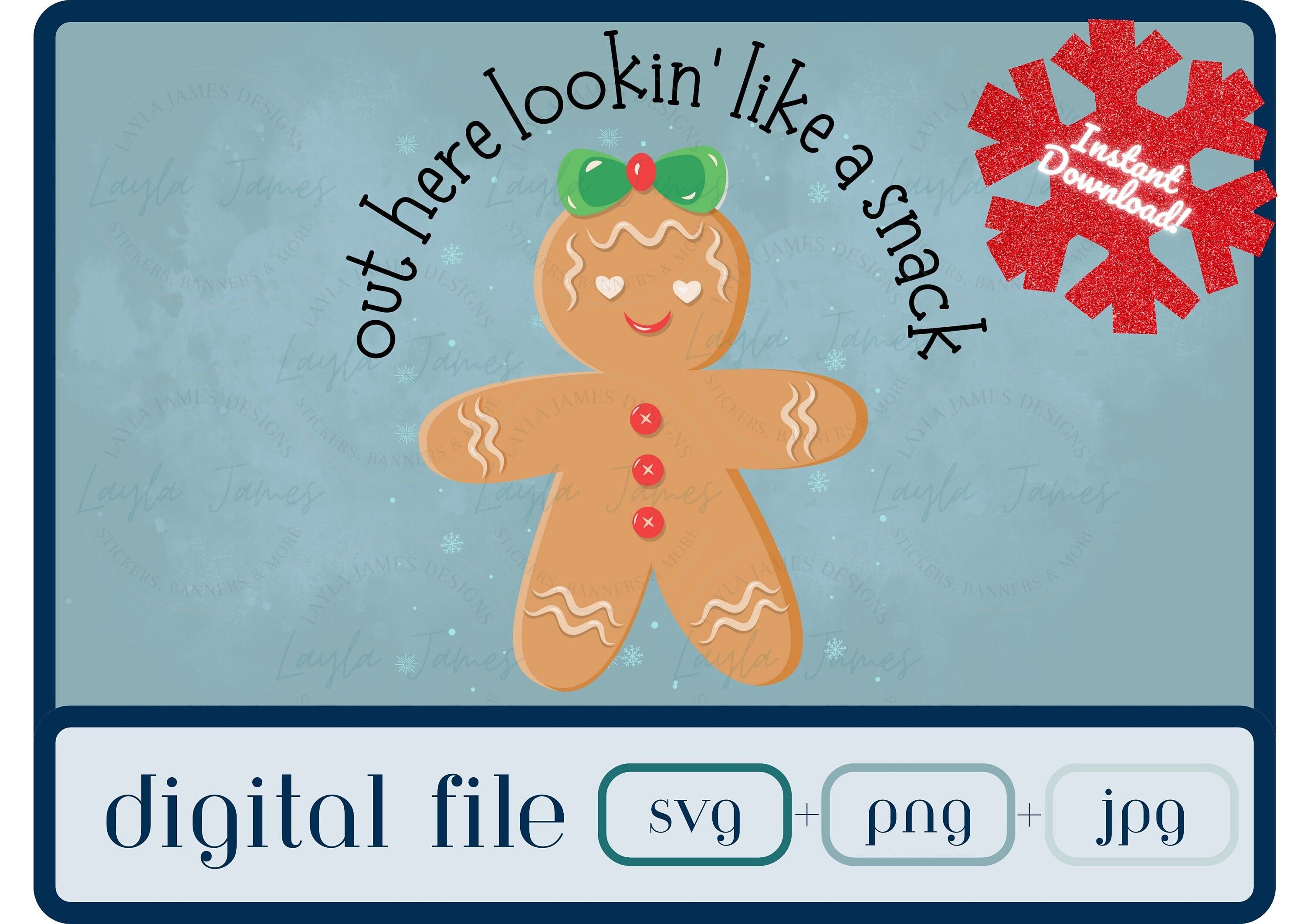 Gingerbread Man Christmass SVG and PNG, Bougie Lookin like a snack, Gift for her