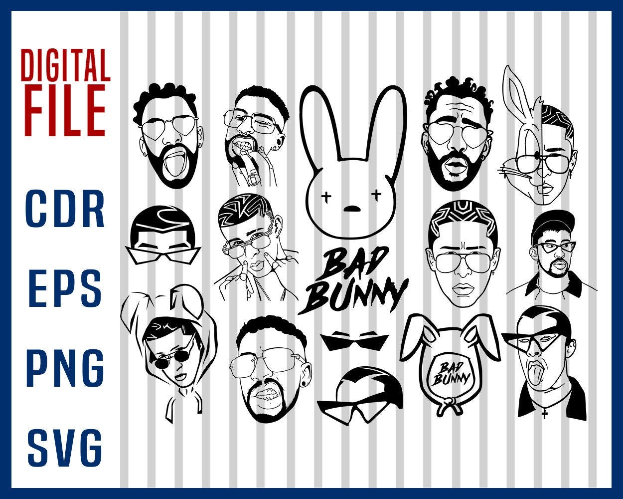 Bad Bunny Bundle svg, Bad boy svg, Bad Bunny Pack svg, digital download or for cricut, silhouette, vector file, svg, eps, Logo