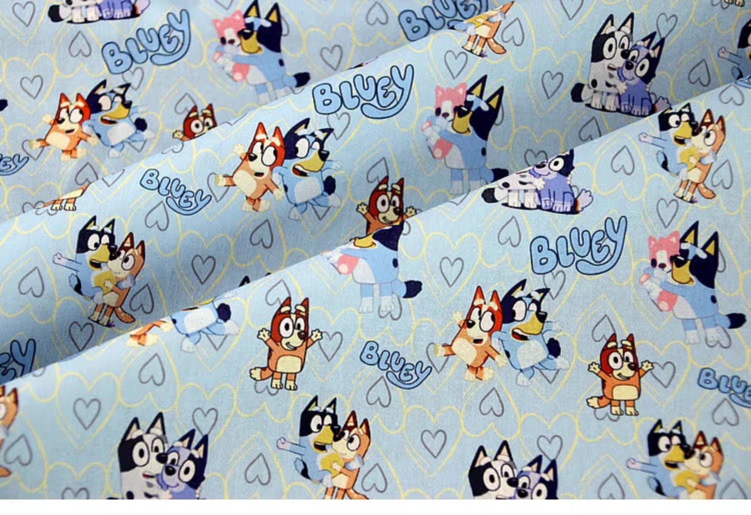 Bluey Fabric Blue Dog Fabric Pure Cotton Cartoon Cotton Fabric By The Half Yard