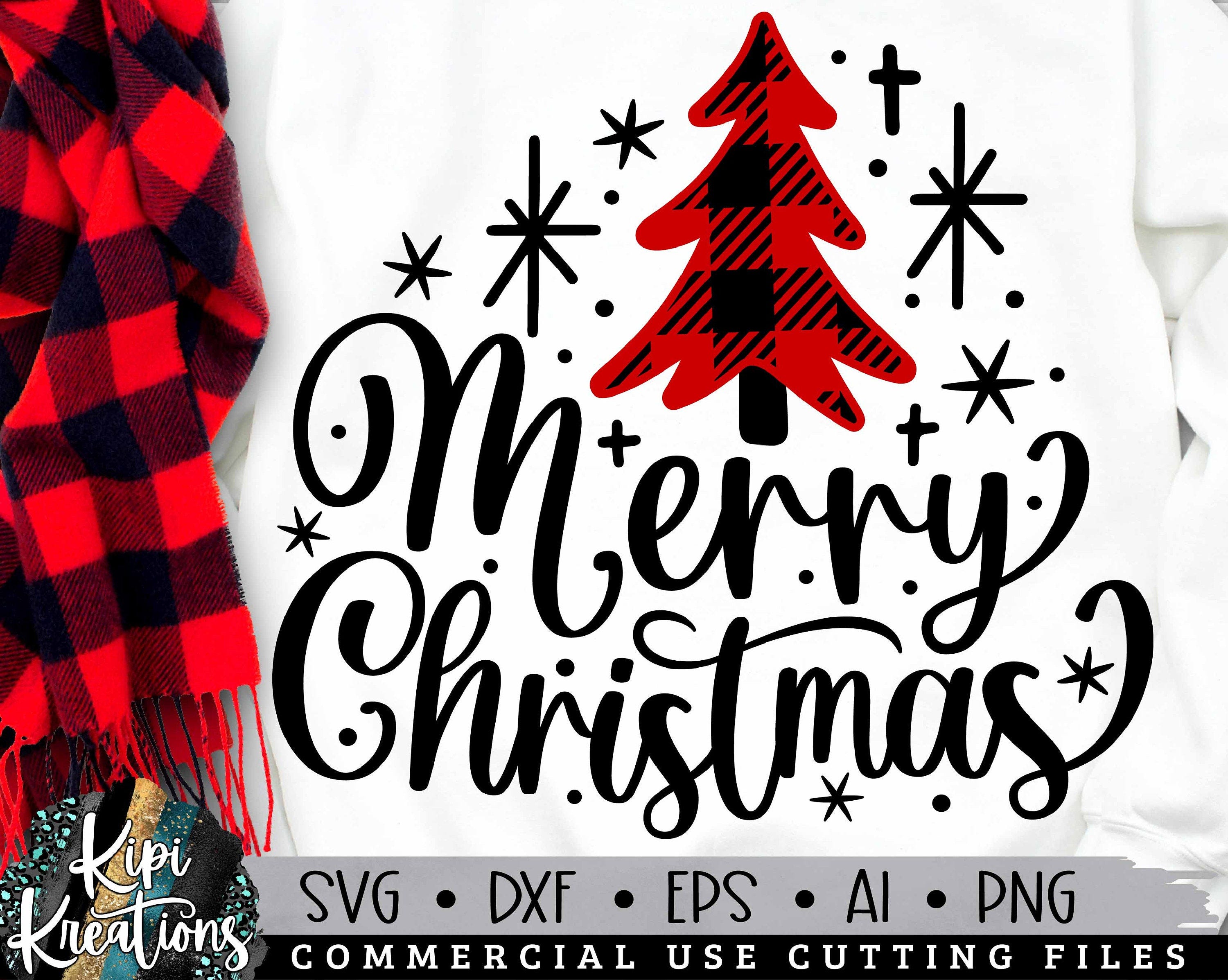 Merry Christmas Tree Plaid SVG, Christmas Plaid Svg, Merry Christmas, Christmas SVG, Buffalo Plaid Svg, Christmas Shirt Svg, Dxf, Png