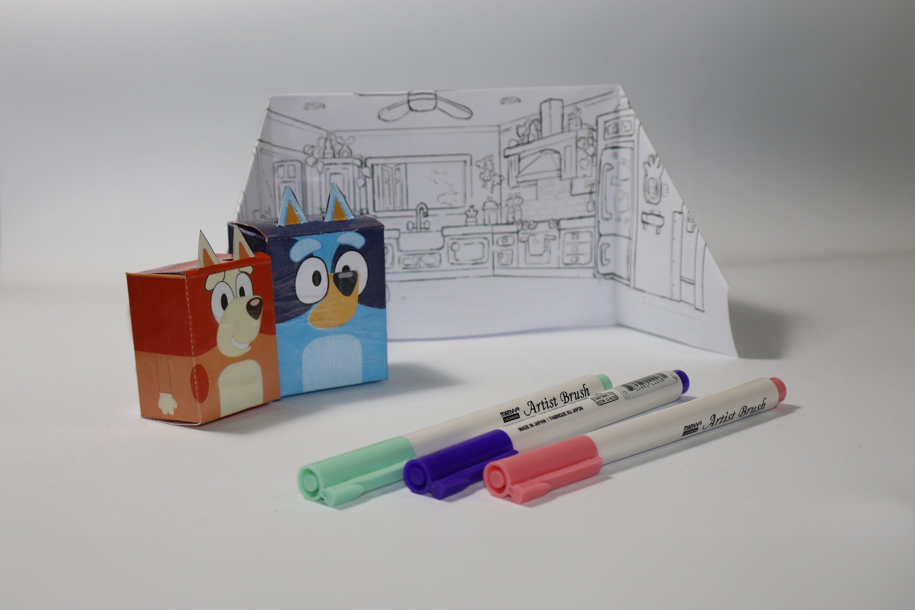 Downloadable Bluey and Bingo Paper Toy Models! Get Yours Now for Fun Crafting at Home! Instant Digital Access Available!