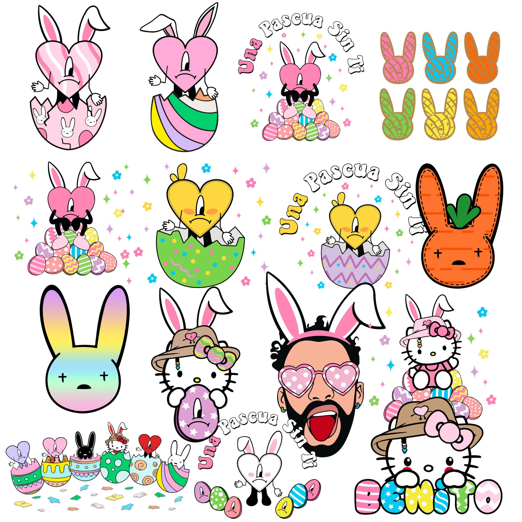 35 + B a d Bun ny SVG, Yo Per reo So la, Instant Download, PNG, Cut File, Cricut, Silhouette, Bundle, EPS, Dxf, Pdf, El Con ejo Ma lo