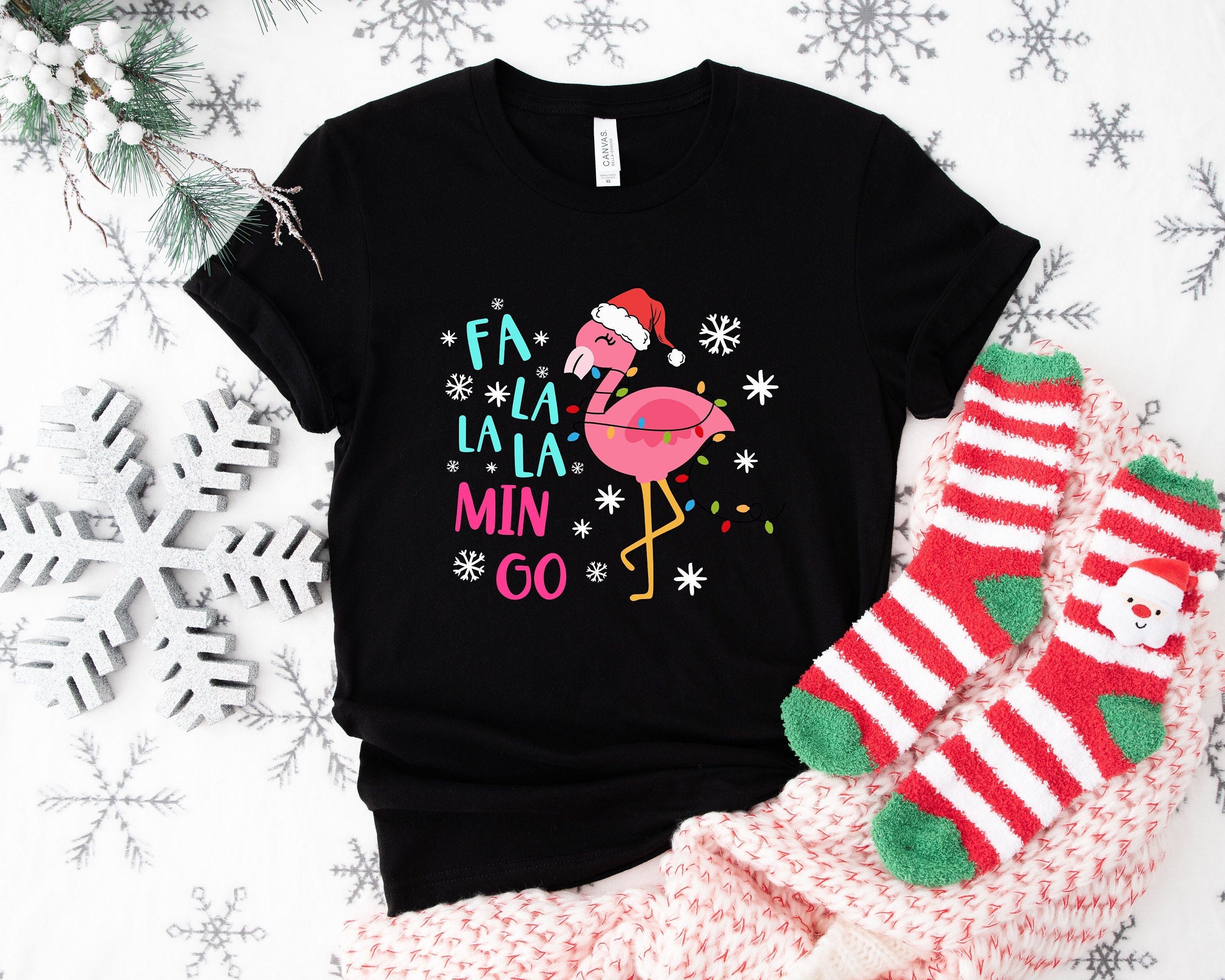 Fa La La La Mingo Shirt, Flamingo Christmas Lights Shirt, Christmas Family Shirt, Merry Christmas Shirt, Christmas Gift, Funny Christmas Tee