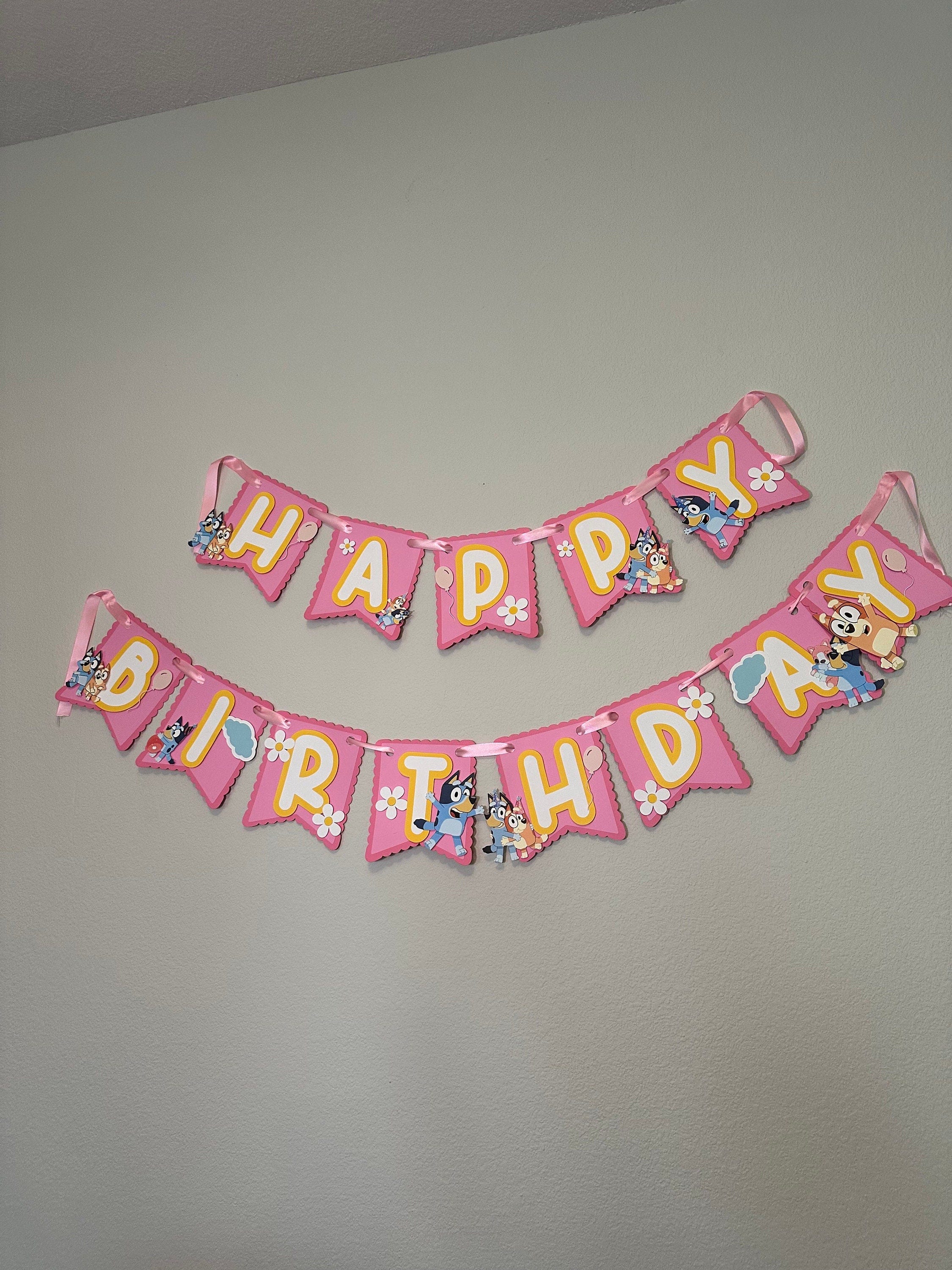 Happy Birthday Banner, Blue Dog Birthday Banner, Bluey Birthday Banner | Blue Dog Birthday Party Banner, Bluey Birthday Decor