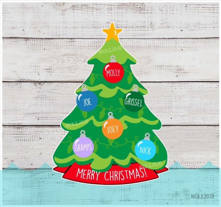 Christmas Tree Family - Personalized Cruise Door Magnet - Very Merry Christmas - Merrytime - Door Decoration