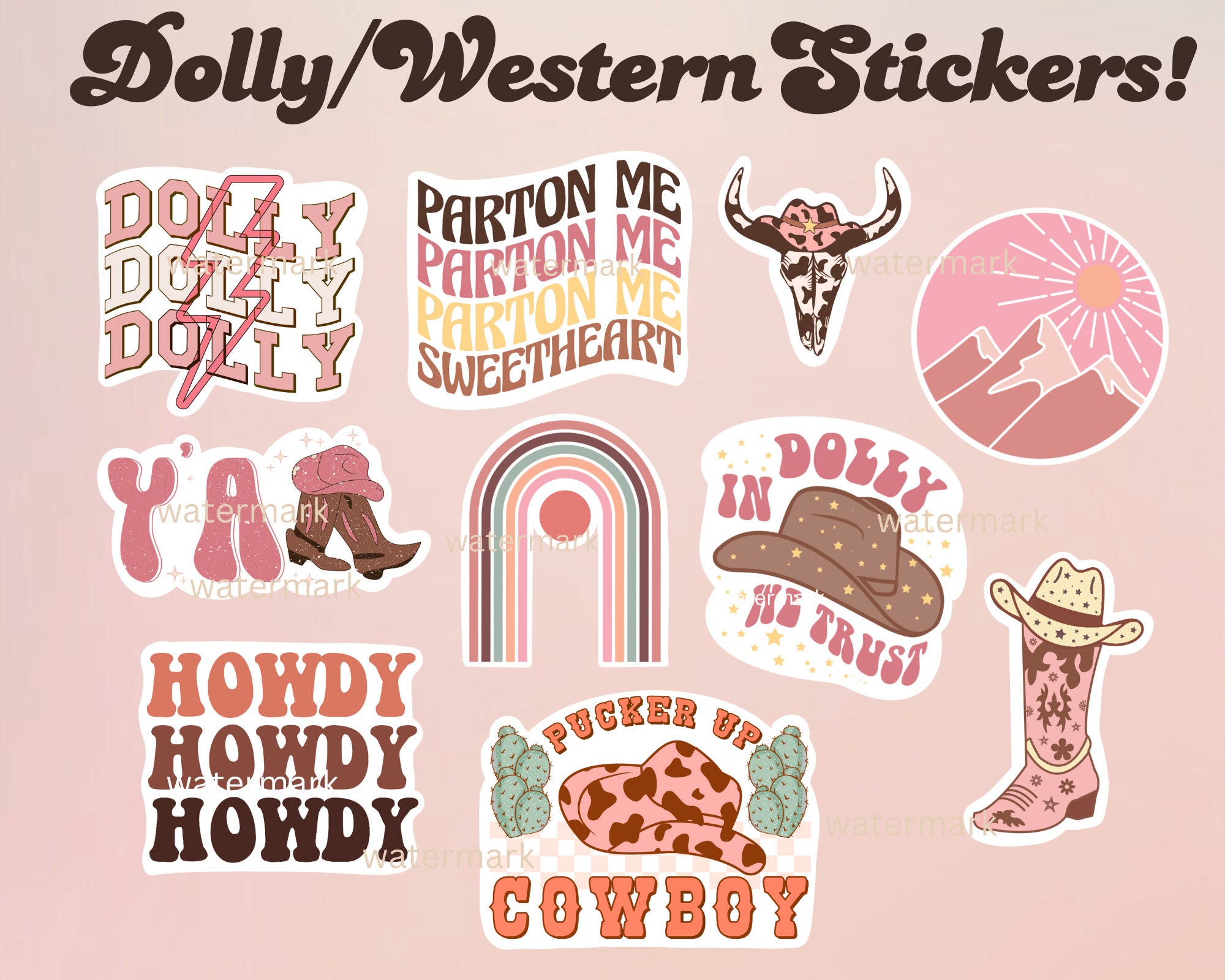 Boho Western Style Printable Stickers | Dolly Aesthetic Stickers | Cowgirl Stickers | Parton Stickers | Planner Stickers | Dolly Printables