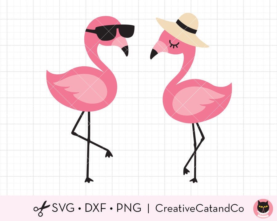 Cute Flamingo SVG DXF, Summer Flamingo, Flamingo With Sunglasses, Flamingo Couple, svg dxf Cut File for Cricut File Commercial Use