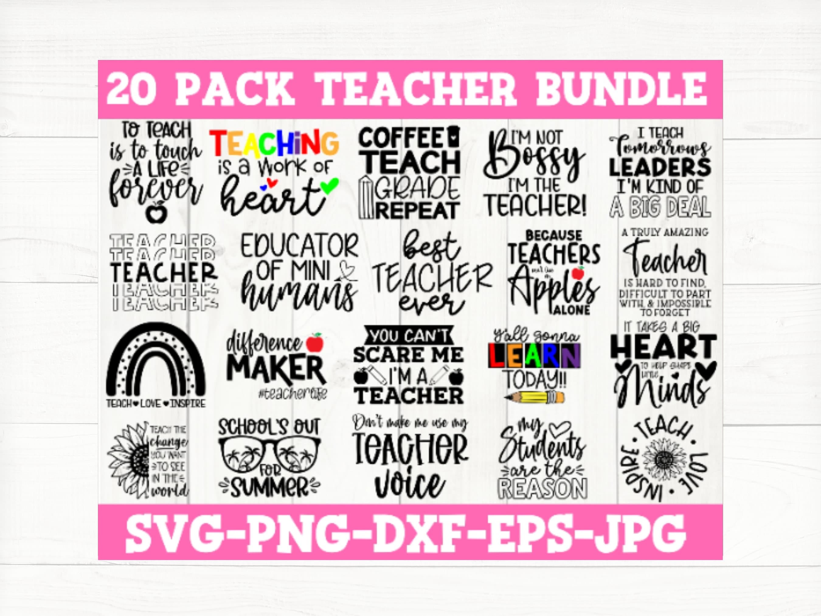 Teacher SVG Bundle, Funny Teacher Svg, Teacher Life Svg, Cricut SVG, Teacher Shirt Svg, Teach Love Inspire, Teacher Sublimation, School Svg