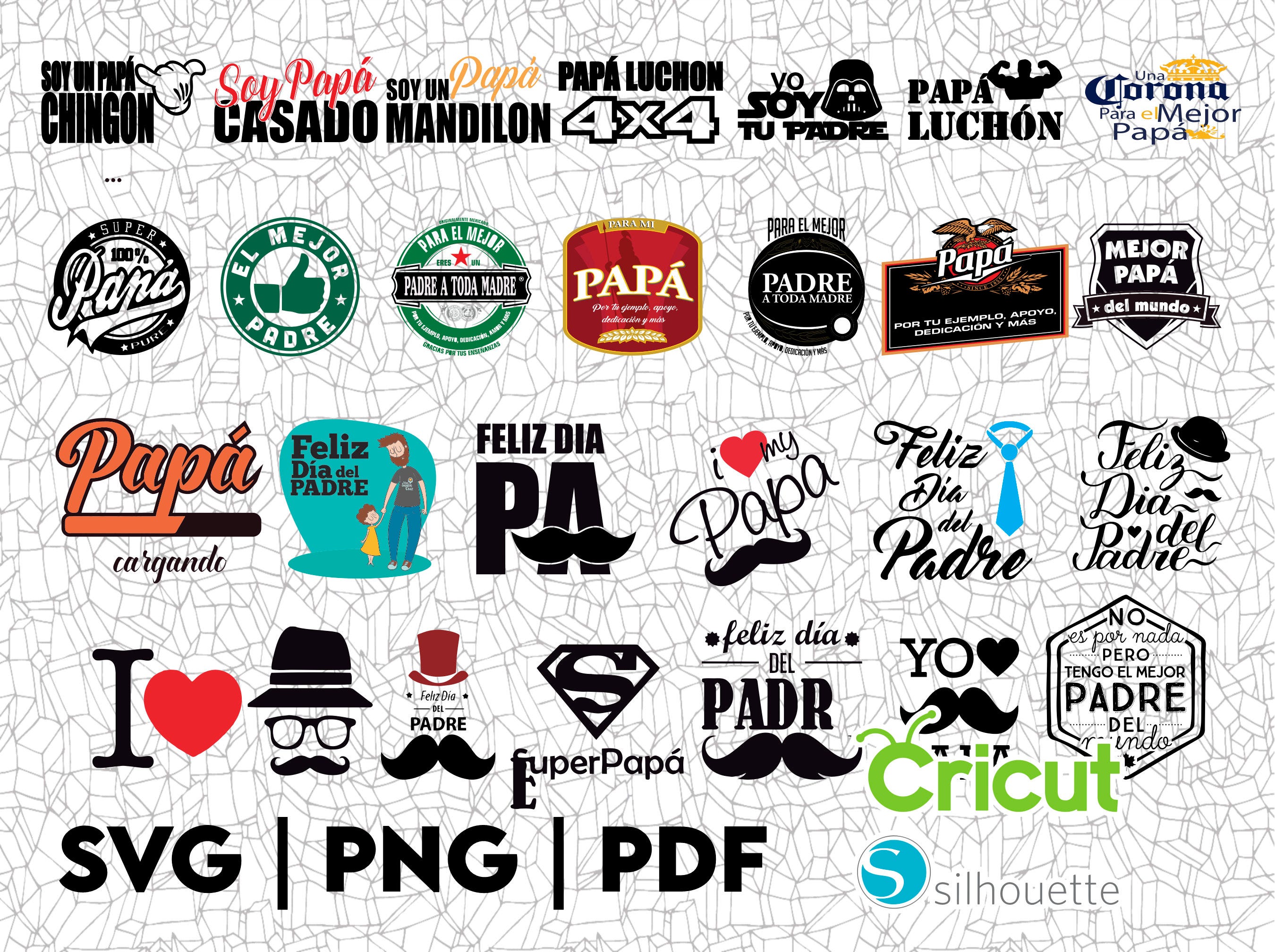 Dia del Papa SVG, Cutting File, Png Pdf Digital Clipart, Great for Viny Decals, Stickers, T-Shirts, Mugs & More! Dia del Padre, Father