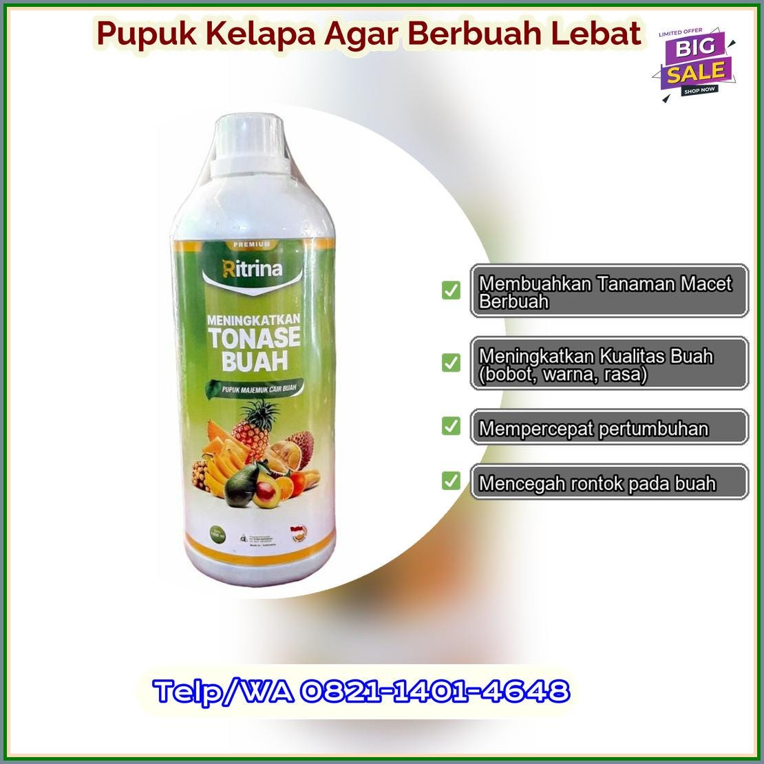 Agen Pupuk Kelapa Agar Berbuah Lebat Hasil Tonase Meningkat