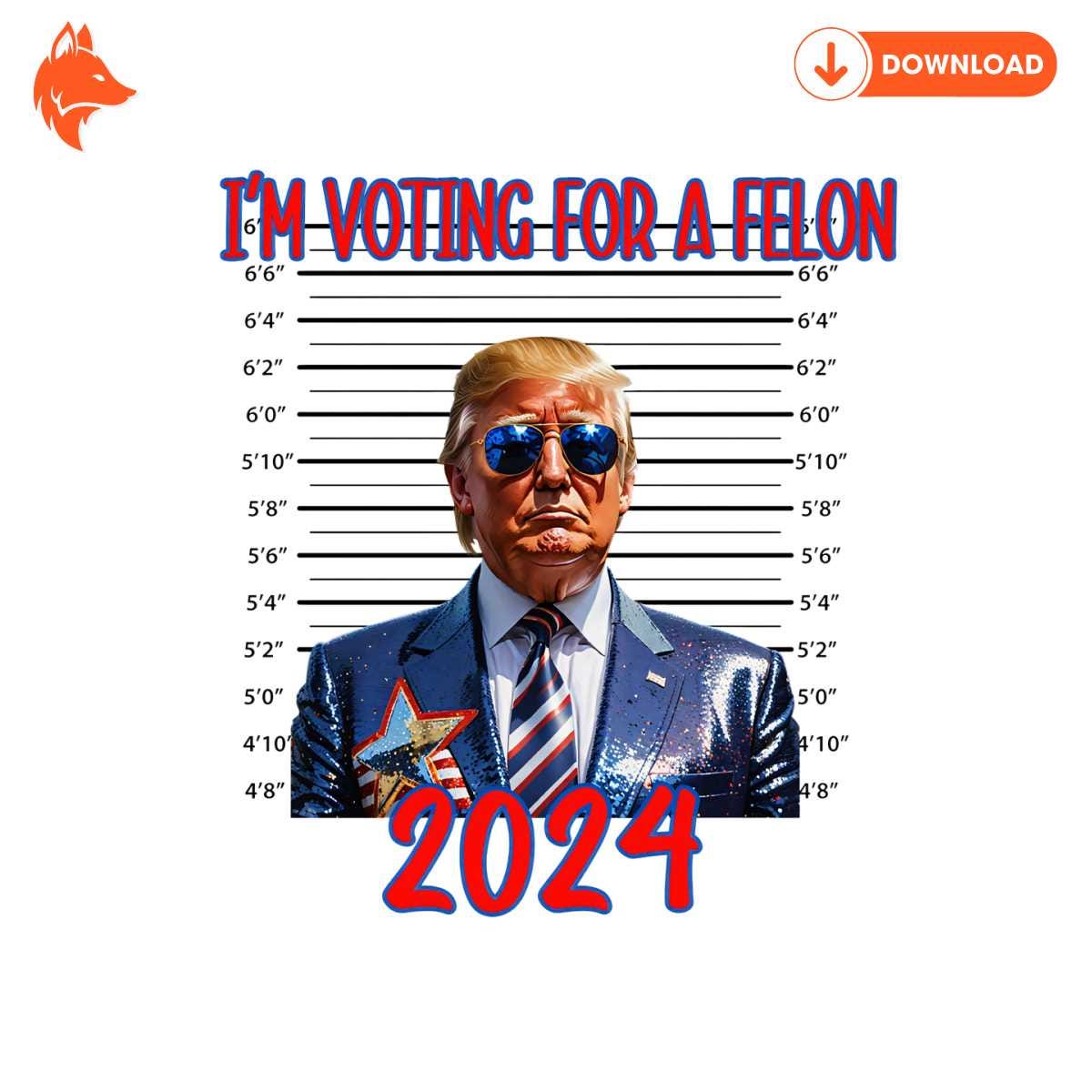 Free Im Voting For A Felon Trump Mugshot 2024 PNG