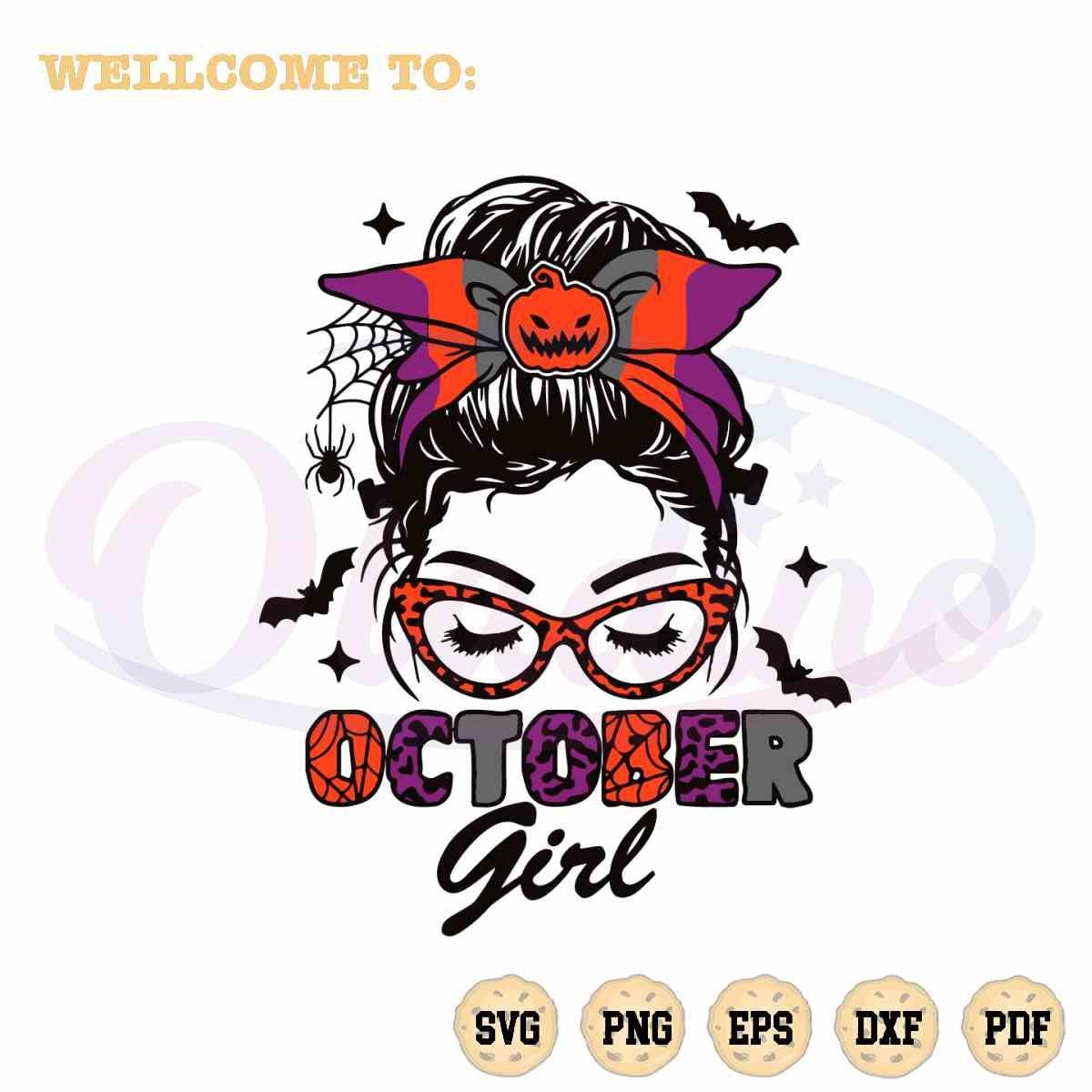 Halloween Messy Bun SVG October Girl Best Graphic Design File