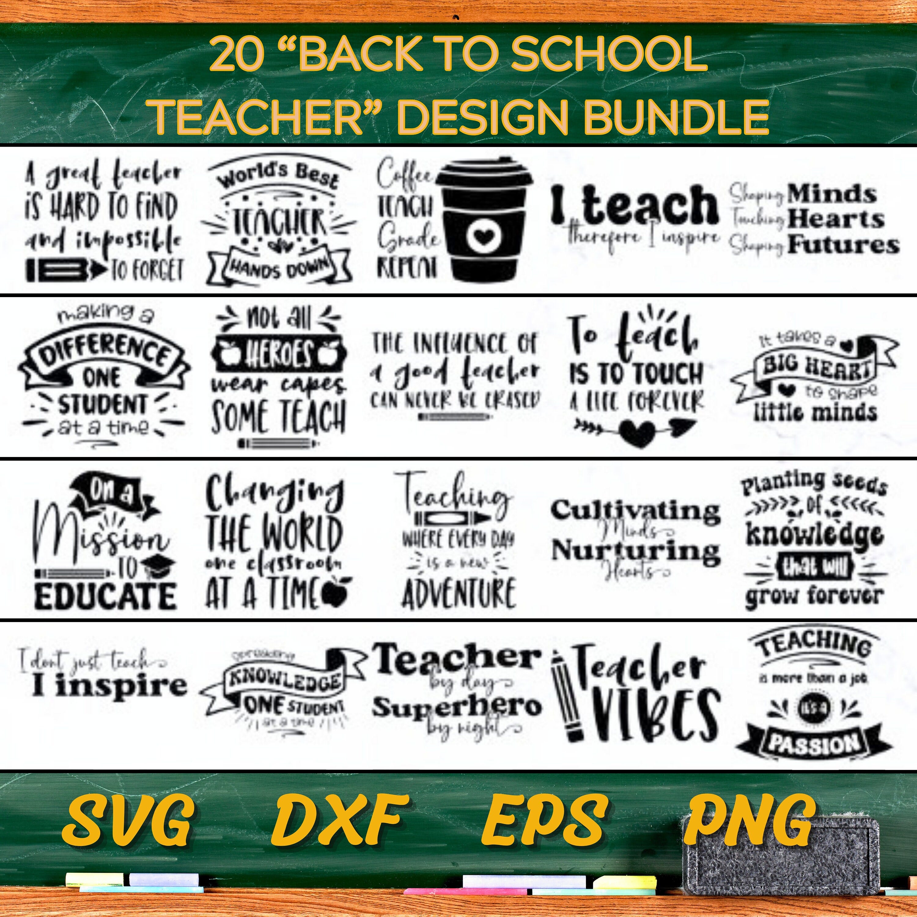 20 Back to School Teacher Design SVG Bundle | Teacher Sublimation | Teacher Quote SVG | Teacher Life Svg | Teacher Appreciation Svg