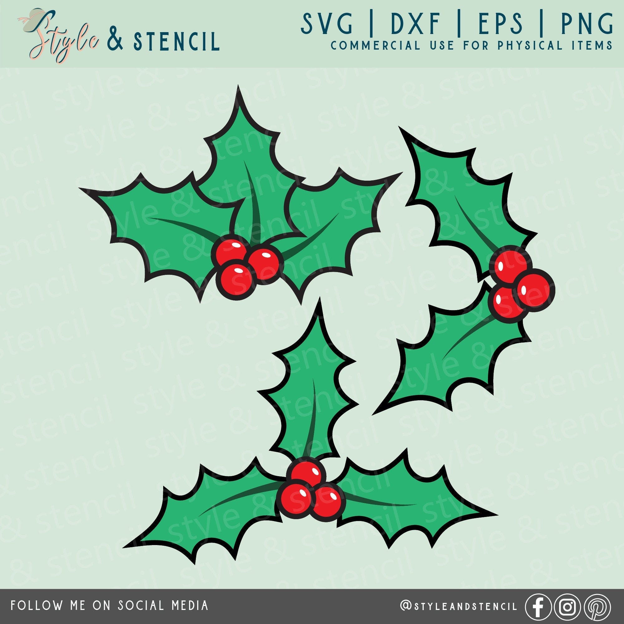 Holly SVG - Holly Berry SVG - Christmas SVG - Holly Leaves - Merry Christmas Svg - Holly Jolly Svg - Christmas - Holly - Christmas Ornaments