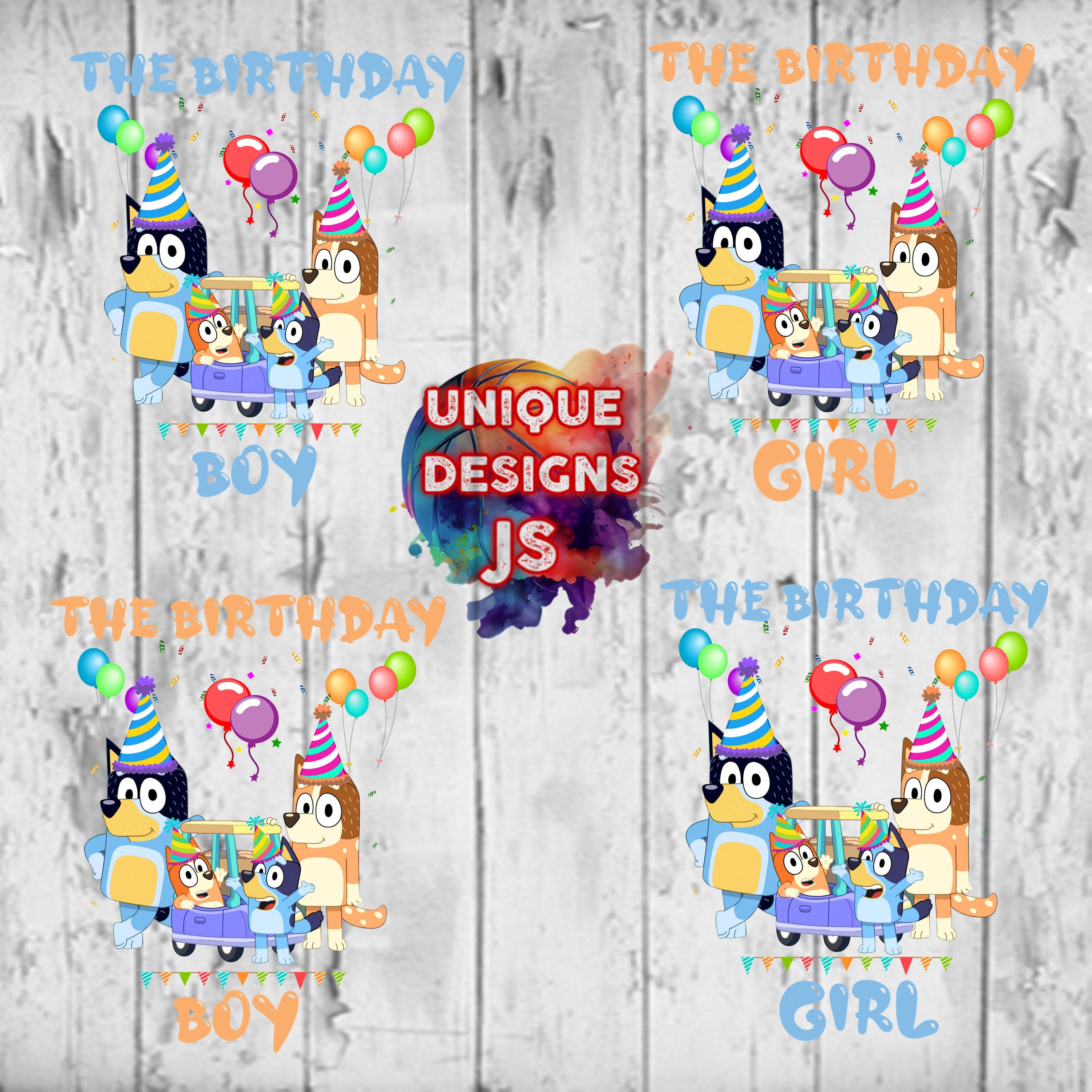 PNG Bluey Birthday Girl, Birthday Boy, 300 DPI. Transfers, Instant Download