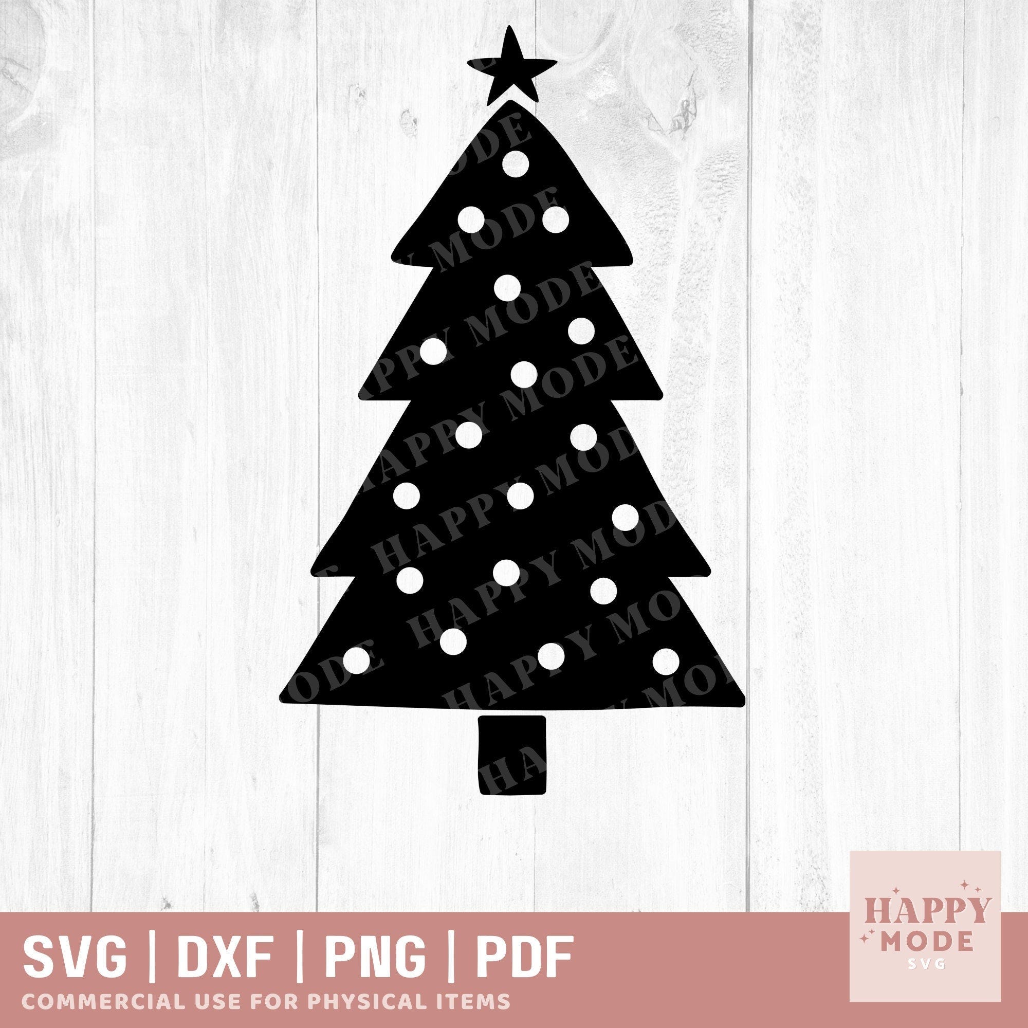 Christmas Tree SVG - Christmas Tree Cut File - Christmas Tree Clipart - Pine Tree SVG - Modern Christmas Tree Svg - Happy Holidays Svg