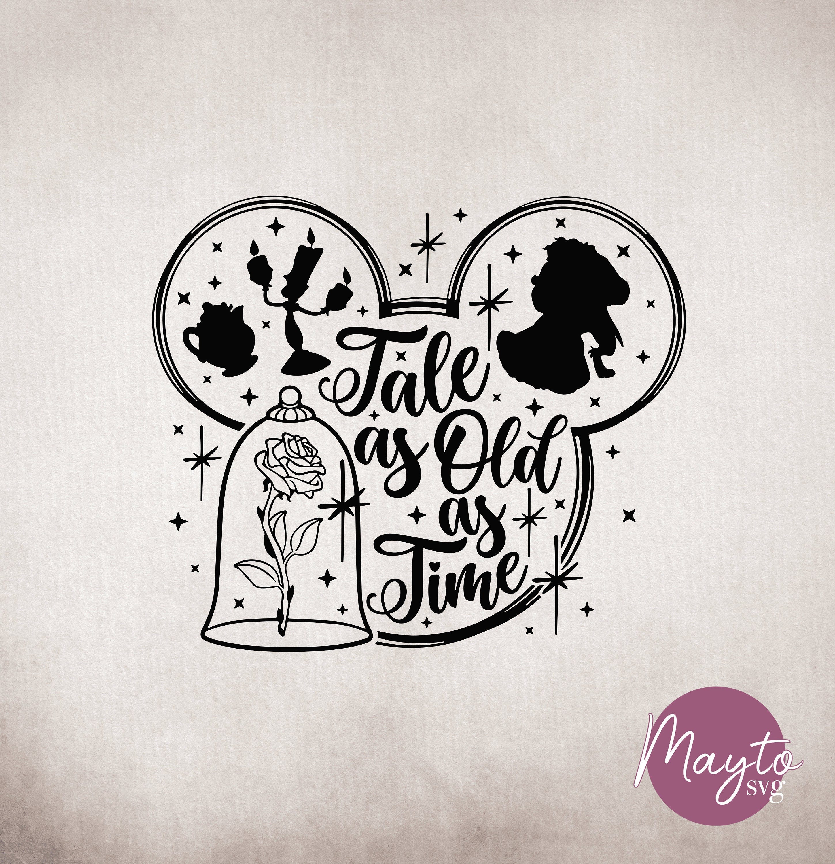 Tale as Old as Time Svg, Beauty and Beast Mouse Ear Svg, Princess Mouse Ear Svg, Fairy Tale Mouse Ears Svg, Mouse Ears Princesses Svg