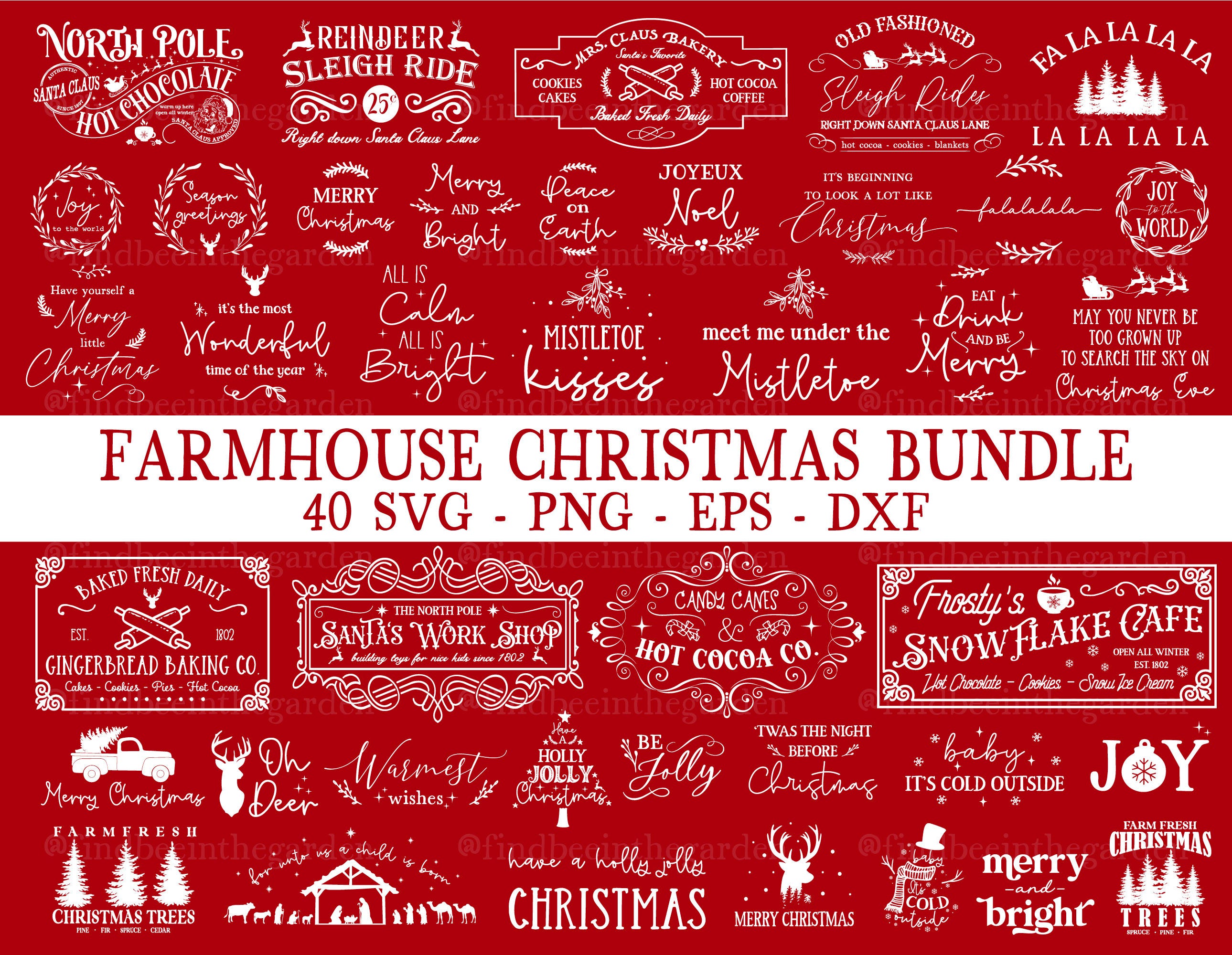 Farmhouse Christmas SVG Bundle, Farmhouse Sign svg, Christmas Sign svg, Christmas Decor svg, Santa Claus svg, Christmas PNG, SVG for Cricut