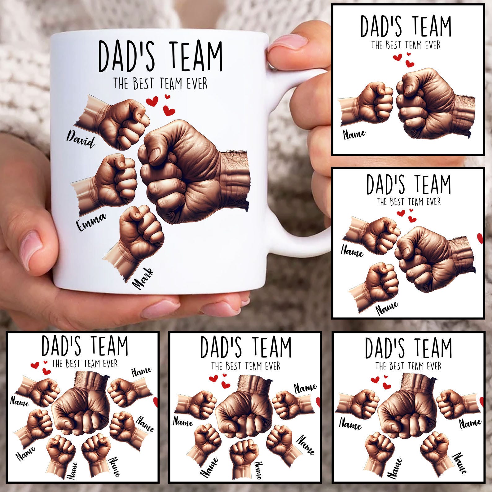 Personalized Dad Fist Bump Mug Wrap, Dad