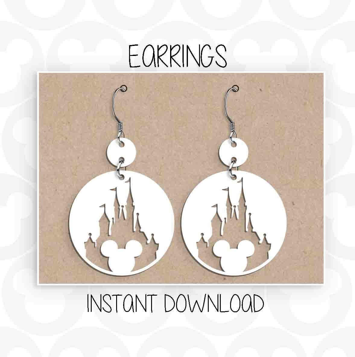 Earrings, Mickey Mouse, Castle Ears Head, Svg Png Formats, Instant Download, Silhouette Cameo, Cricut, Glowforge