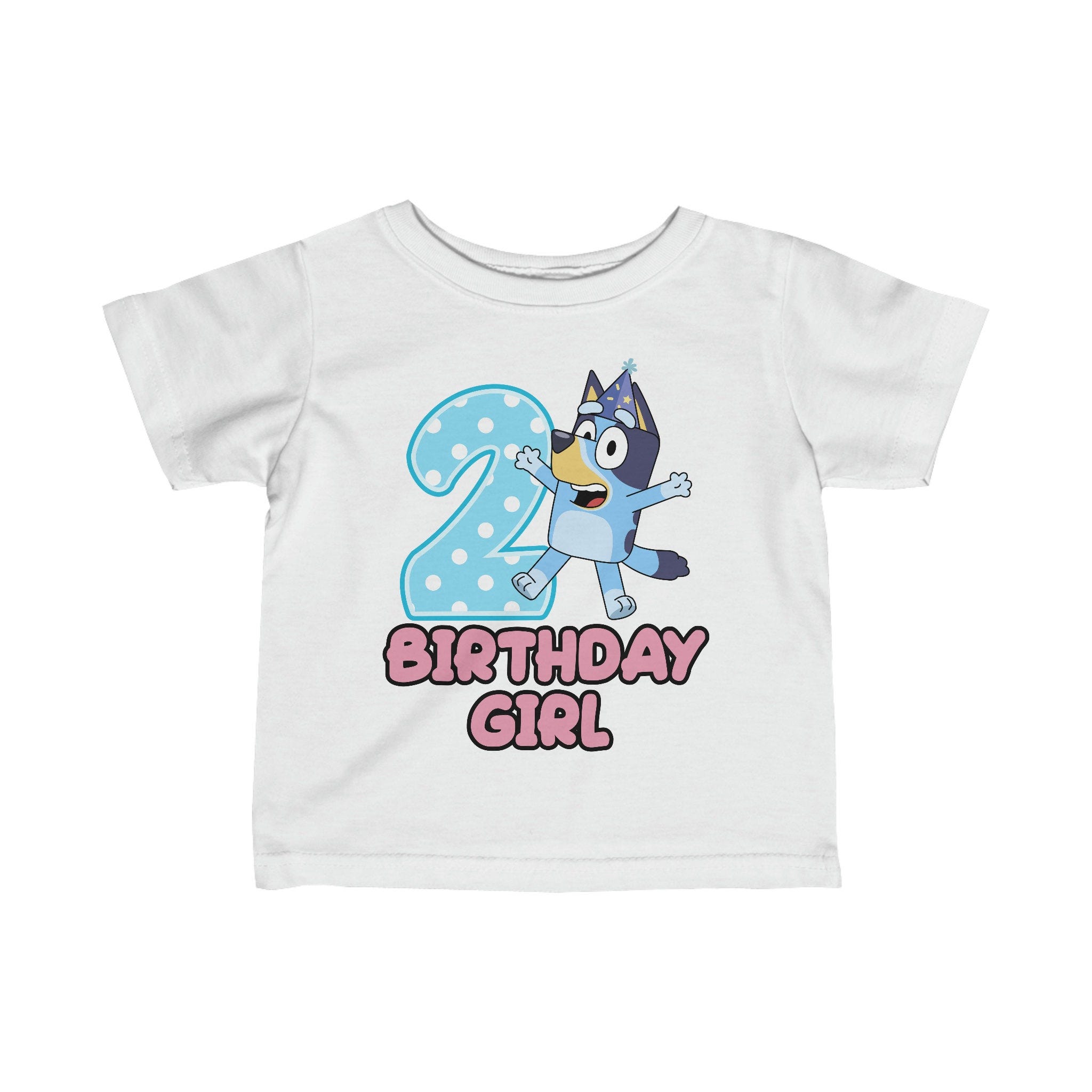 Bluey and Friends Custom Age Birthday Girl TShirt Birthday Party Dance Mode Bingo Muffin Bluey Gift Infant Fine Jersey Tee