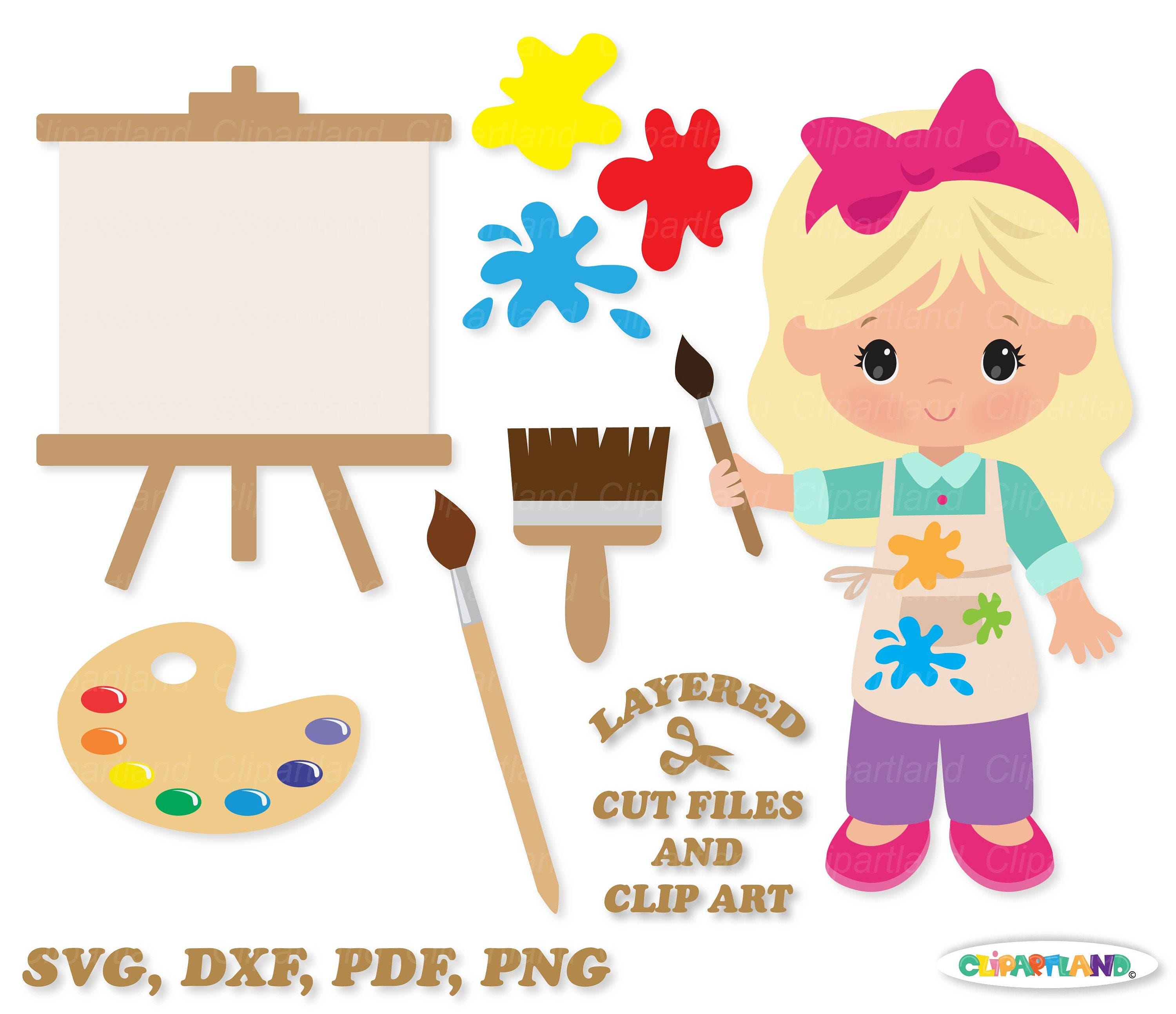 NSTANT Download. Cute girl artist svg cut file and clip art. Commercial license is included! P_1.