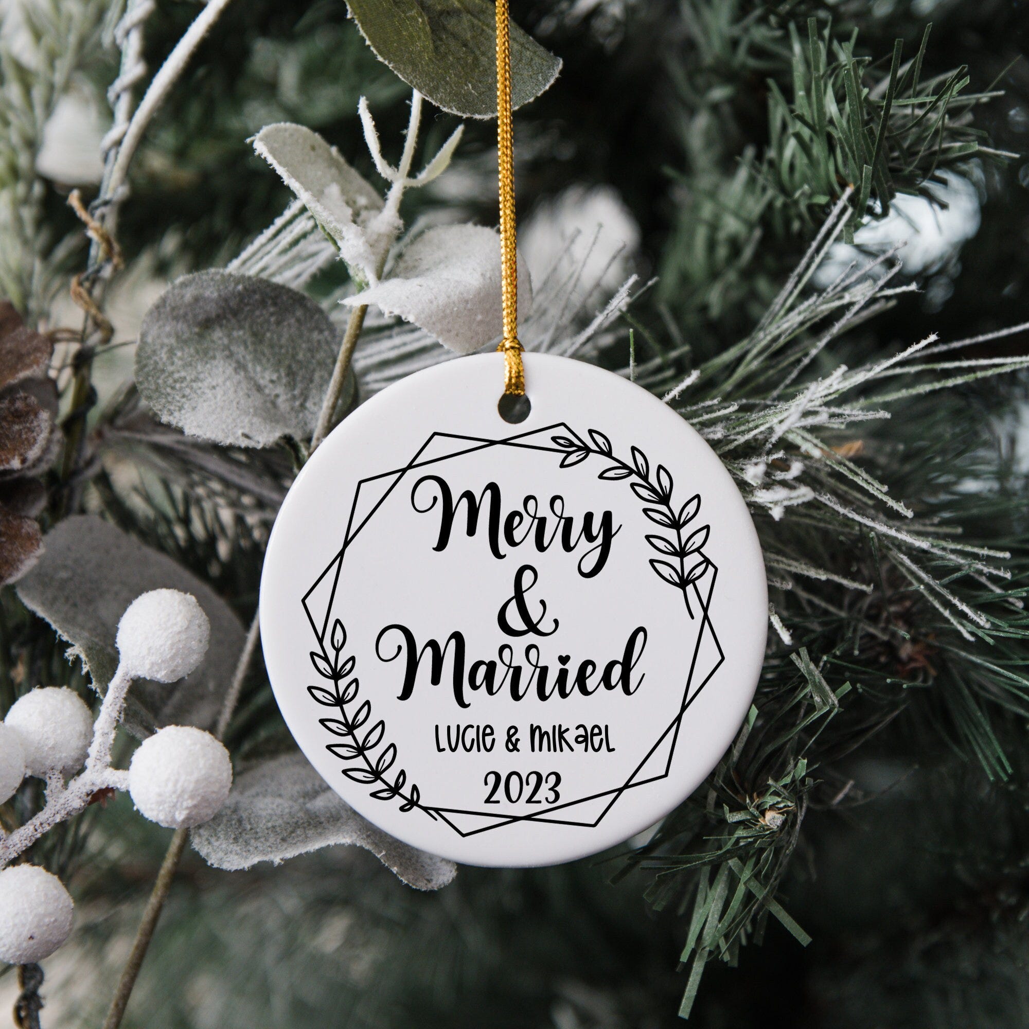 Merry And Married Svg, First Christmas Married Svg, Married Christmas Ornament Svg, 1st Christmas As Mr And Mrs Png Clipart Cut File Cricut