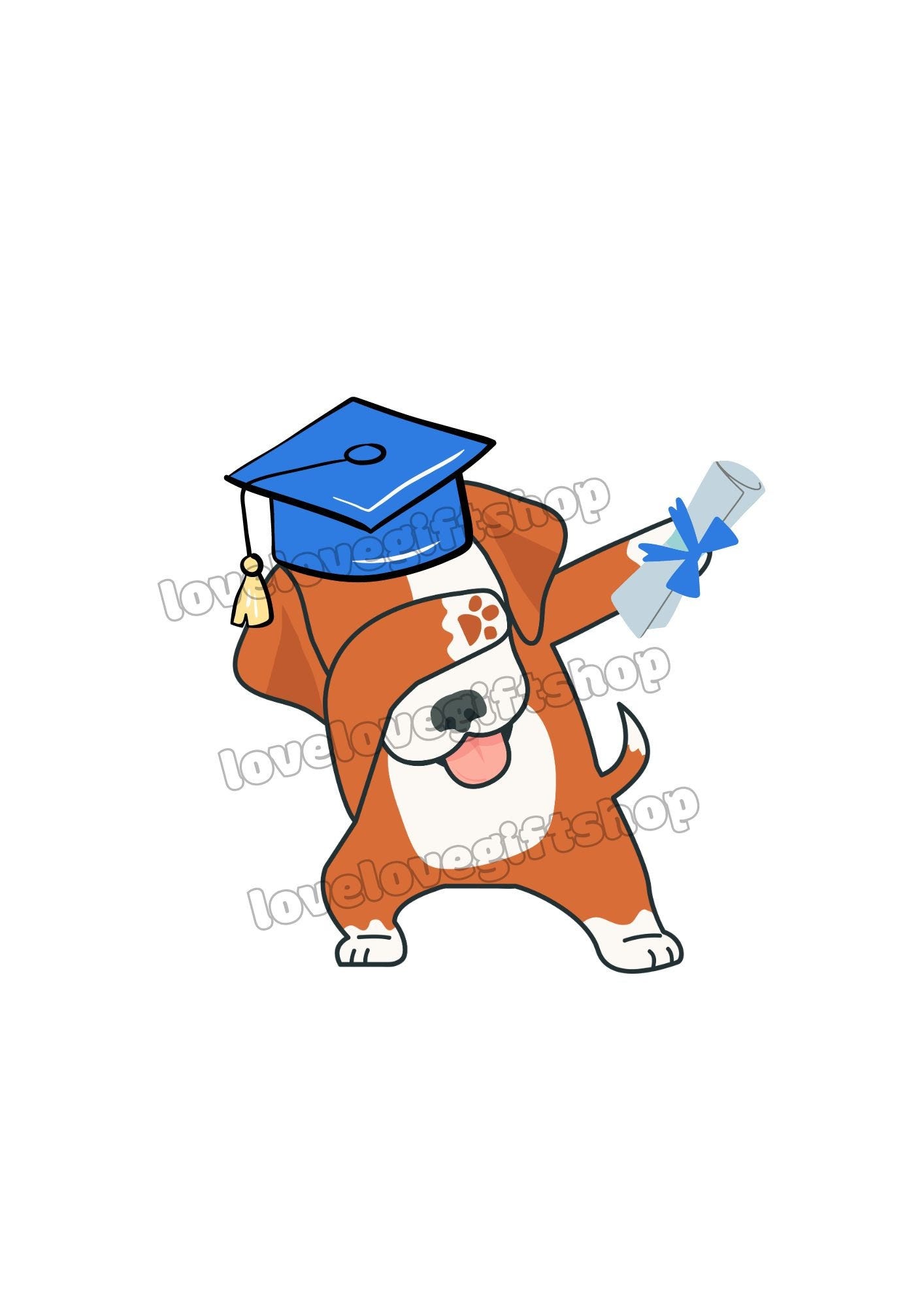Dog Cartoon Pre K Graduation PNG